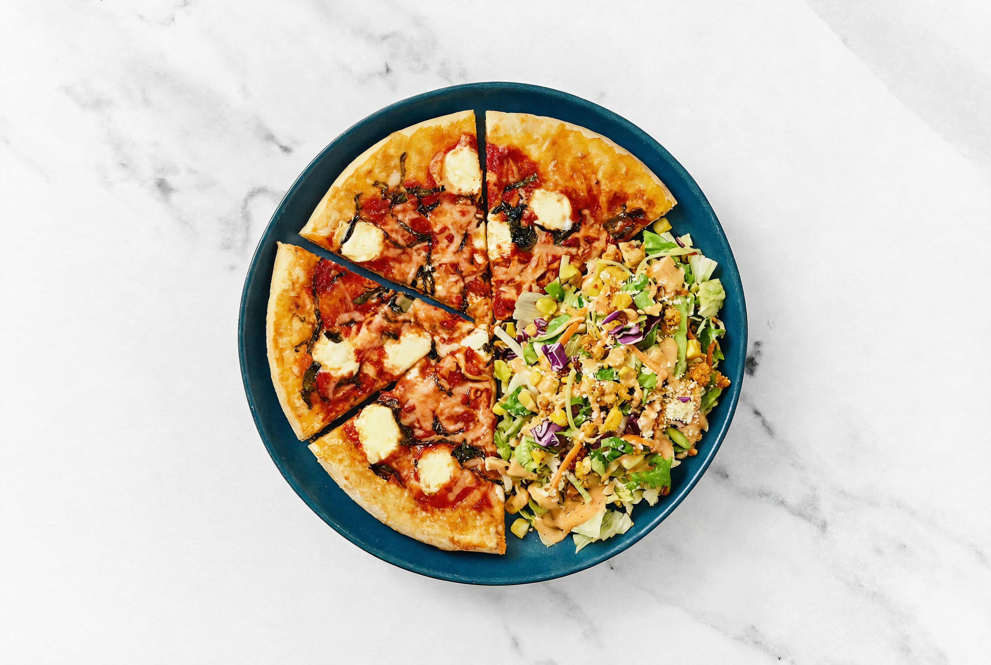 Margherita Pizza + Street Corn Salad
