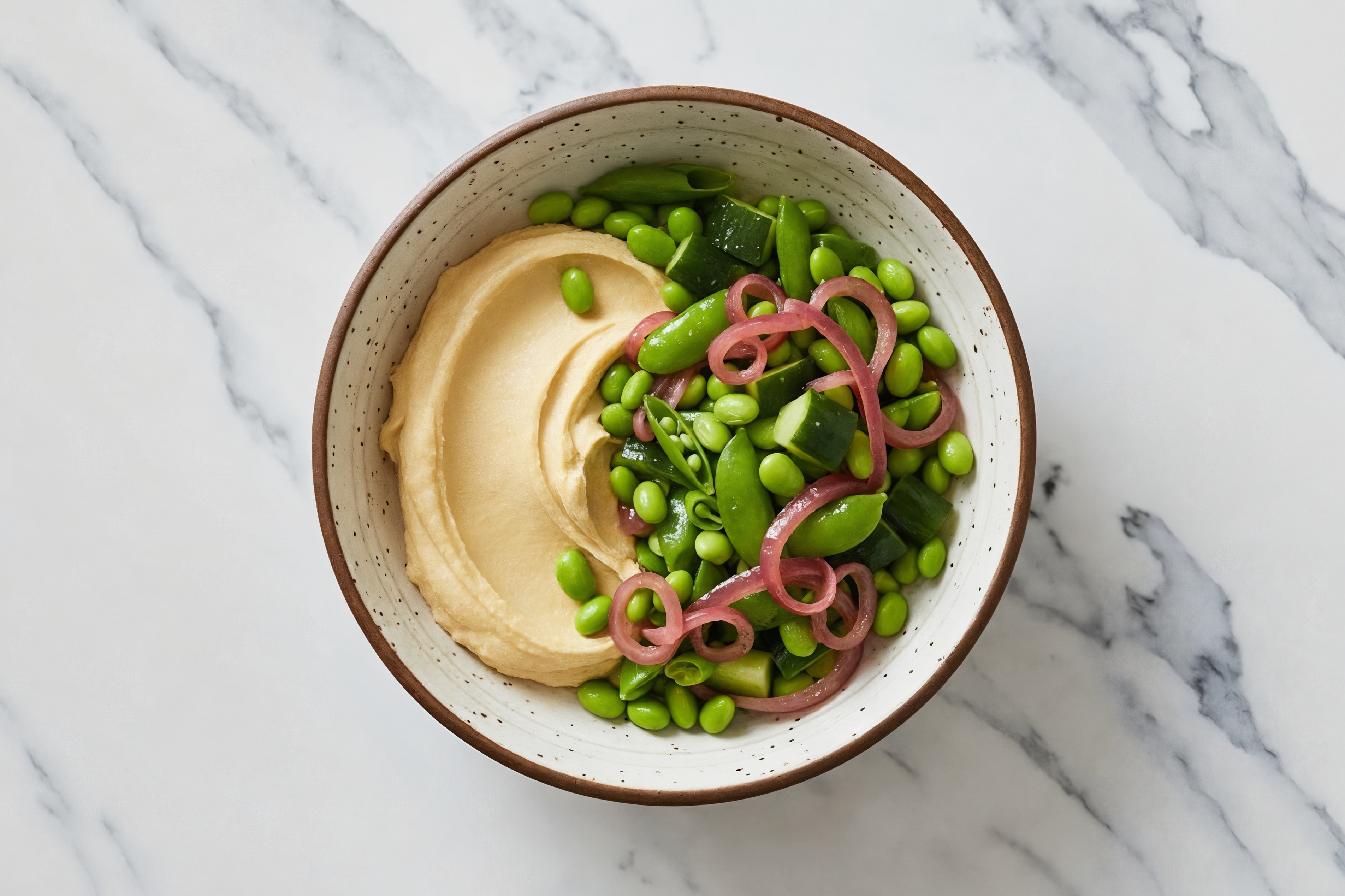 Bright + Balanced Fresh Vegetable Lemon Garlic Hummus Bowl