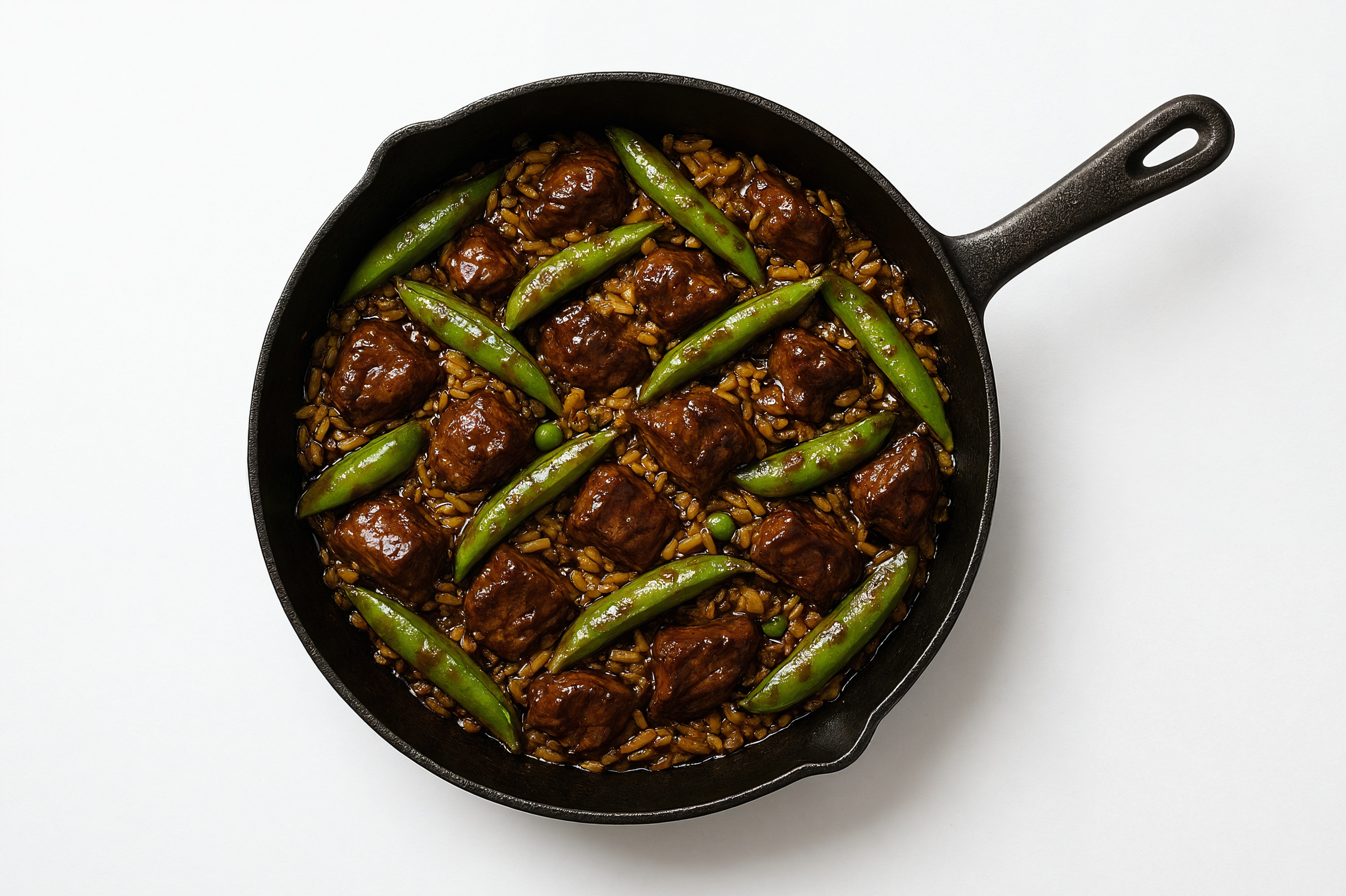 Teriyaki Pea Snap + Lamb Stir-Fry with Seasoned Jasmine Rice