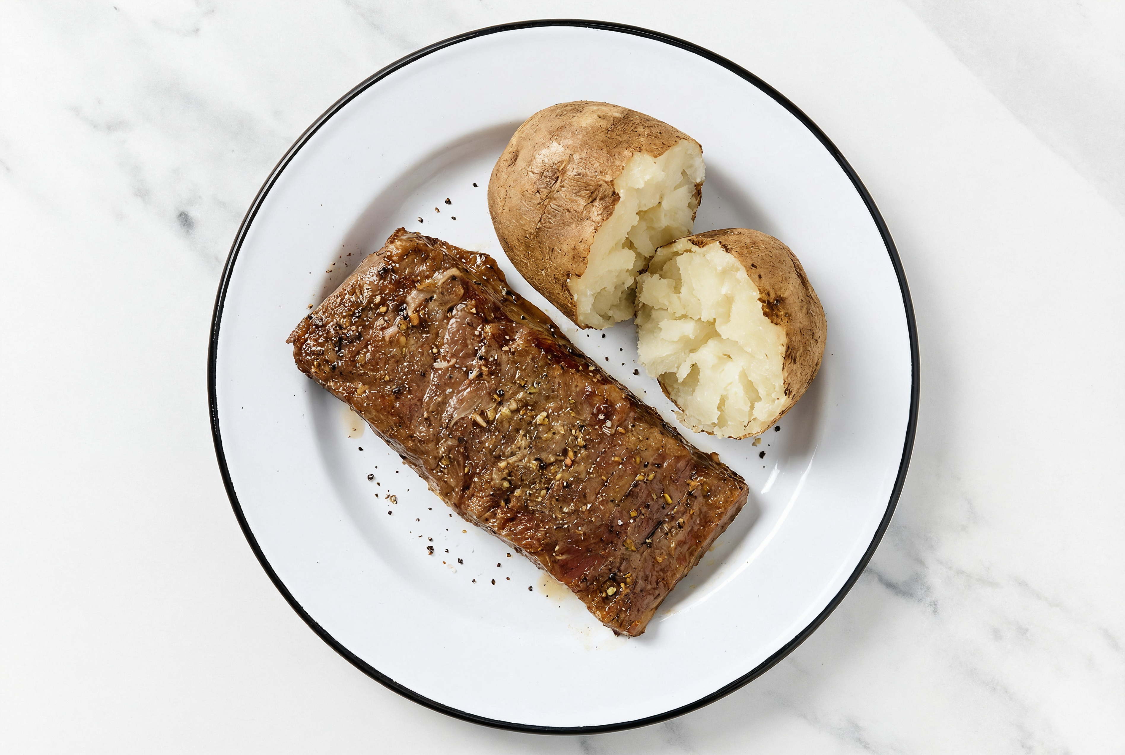 Ranch Seared Rosemary Garlic Beef Flank Steak + Microwave-Ready Russet Potato