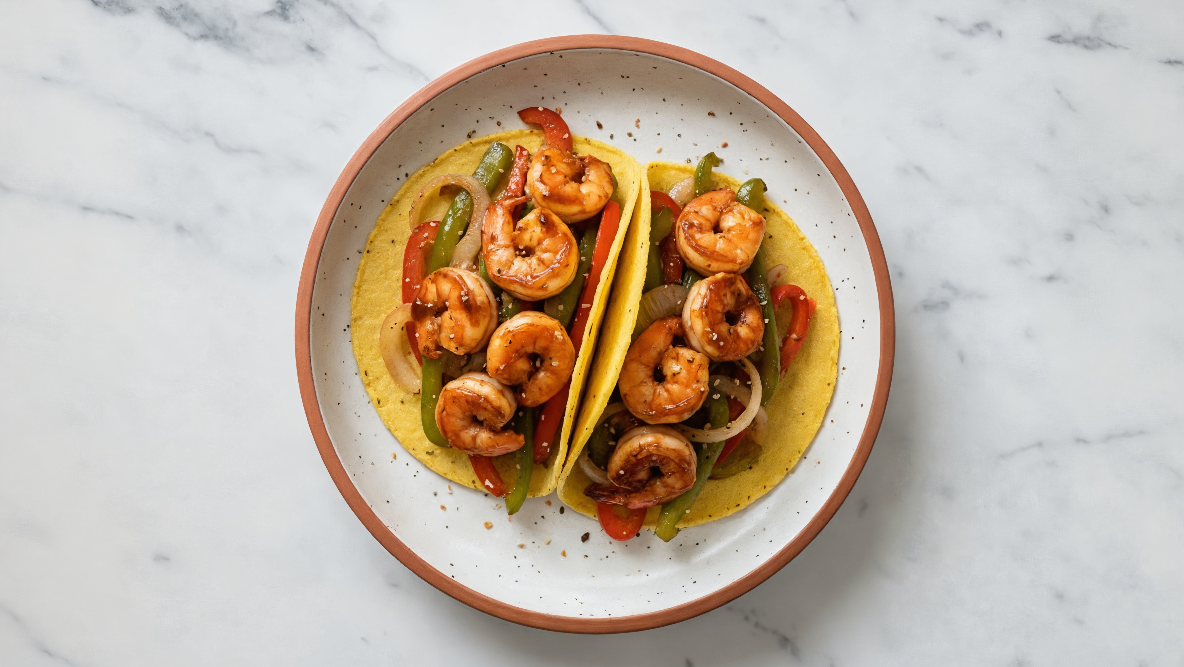  Japanese BBQ Shrimp Tacos with Bell Pepper Onion Saute