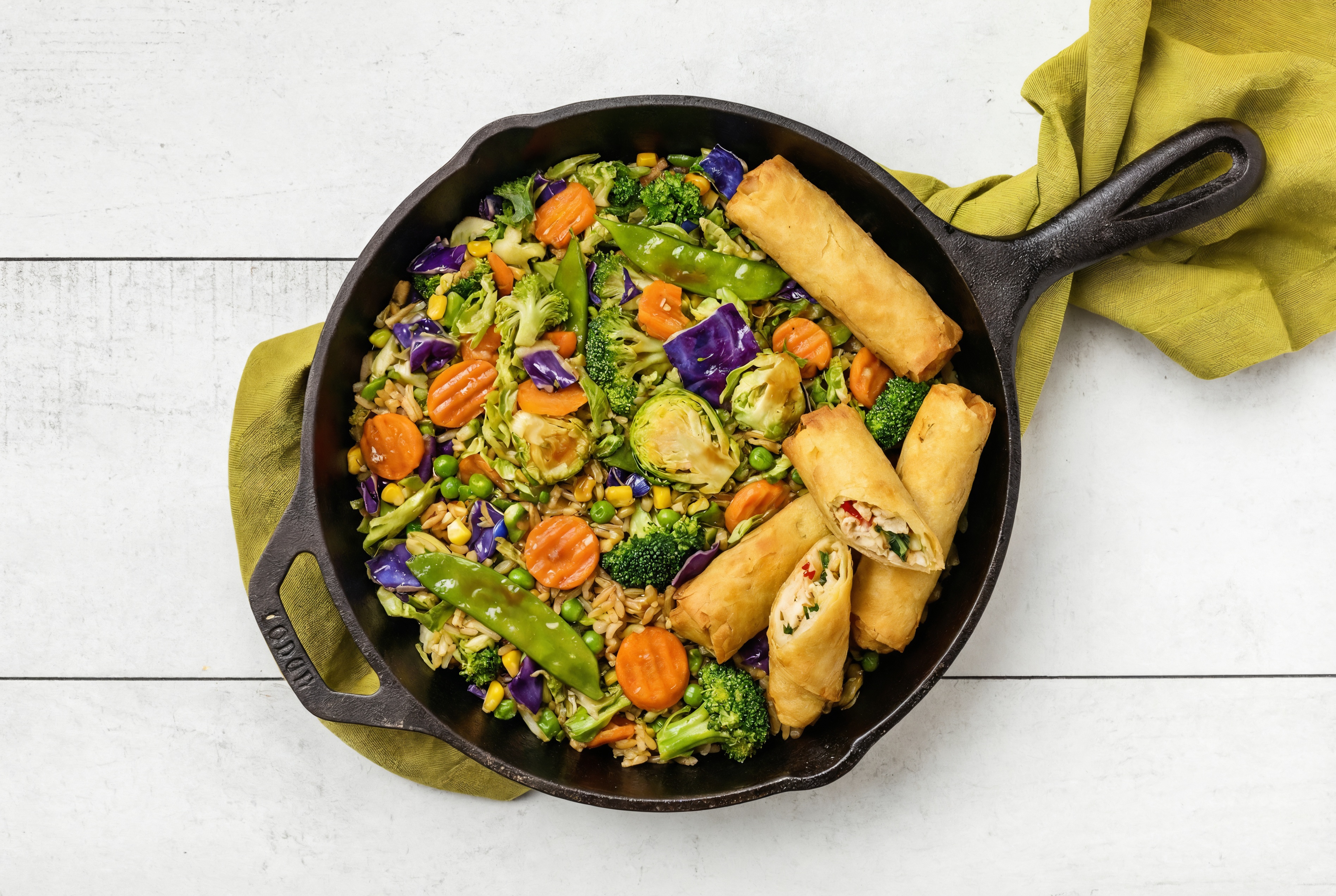 Teriyaki Fried Rice + Basil Chicken Spring Rolls