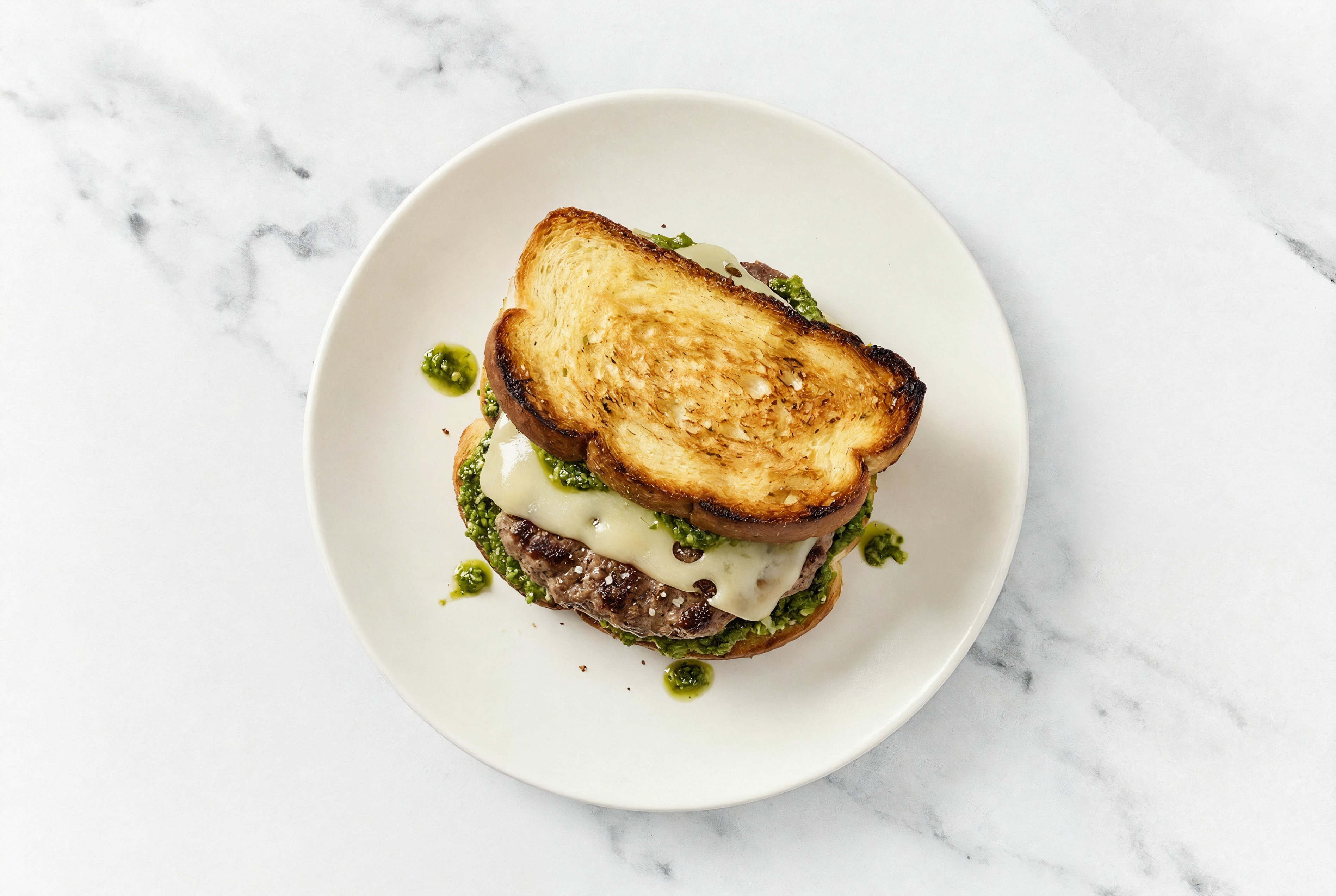 Swiss Beef Burger on GF Bread with Basil Pesto