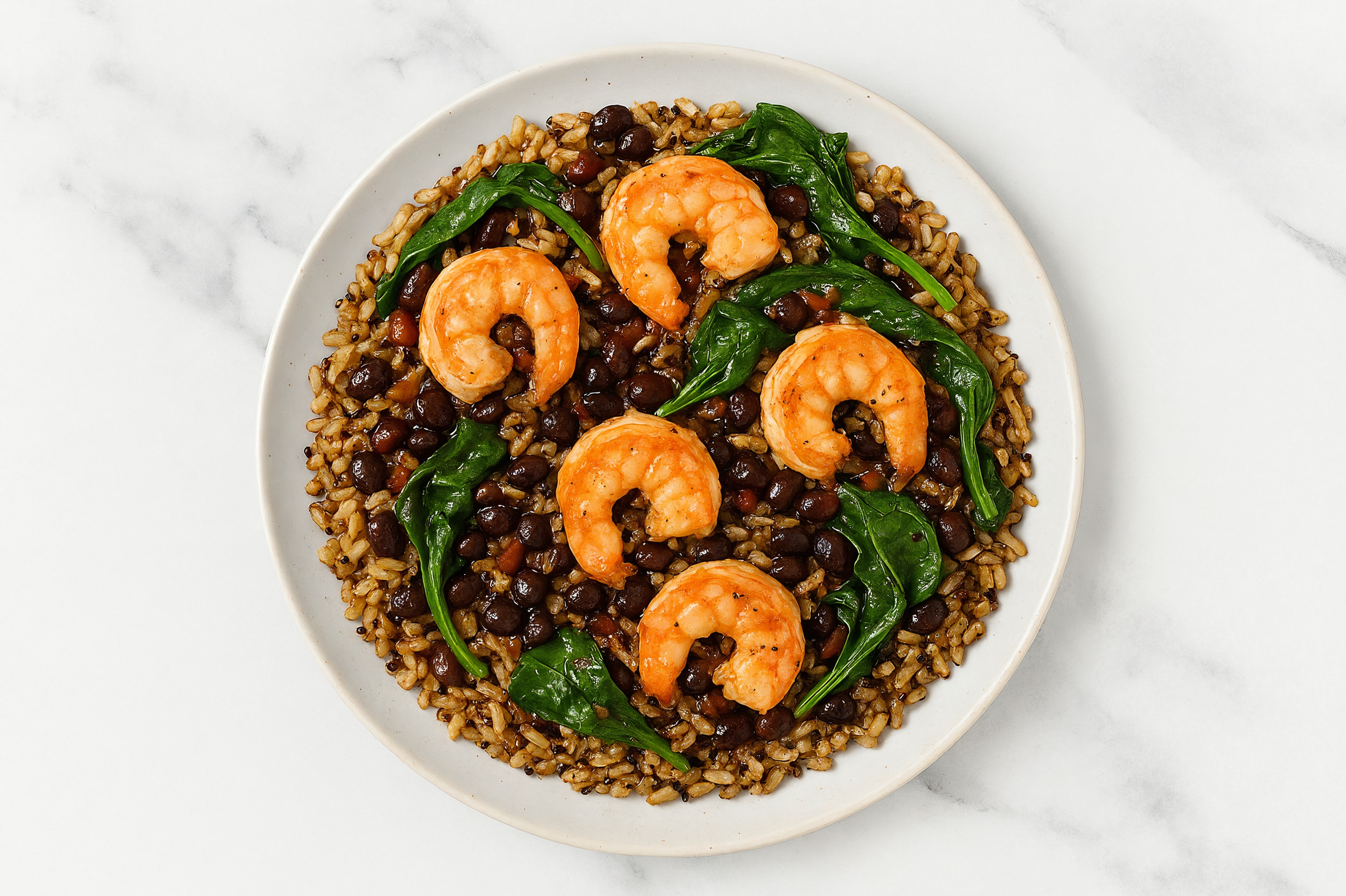 Herby Simple Medium Cooked Shrimp + Black Bean Bowl