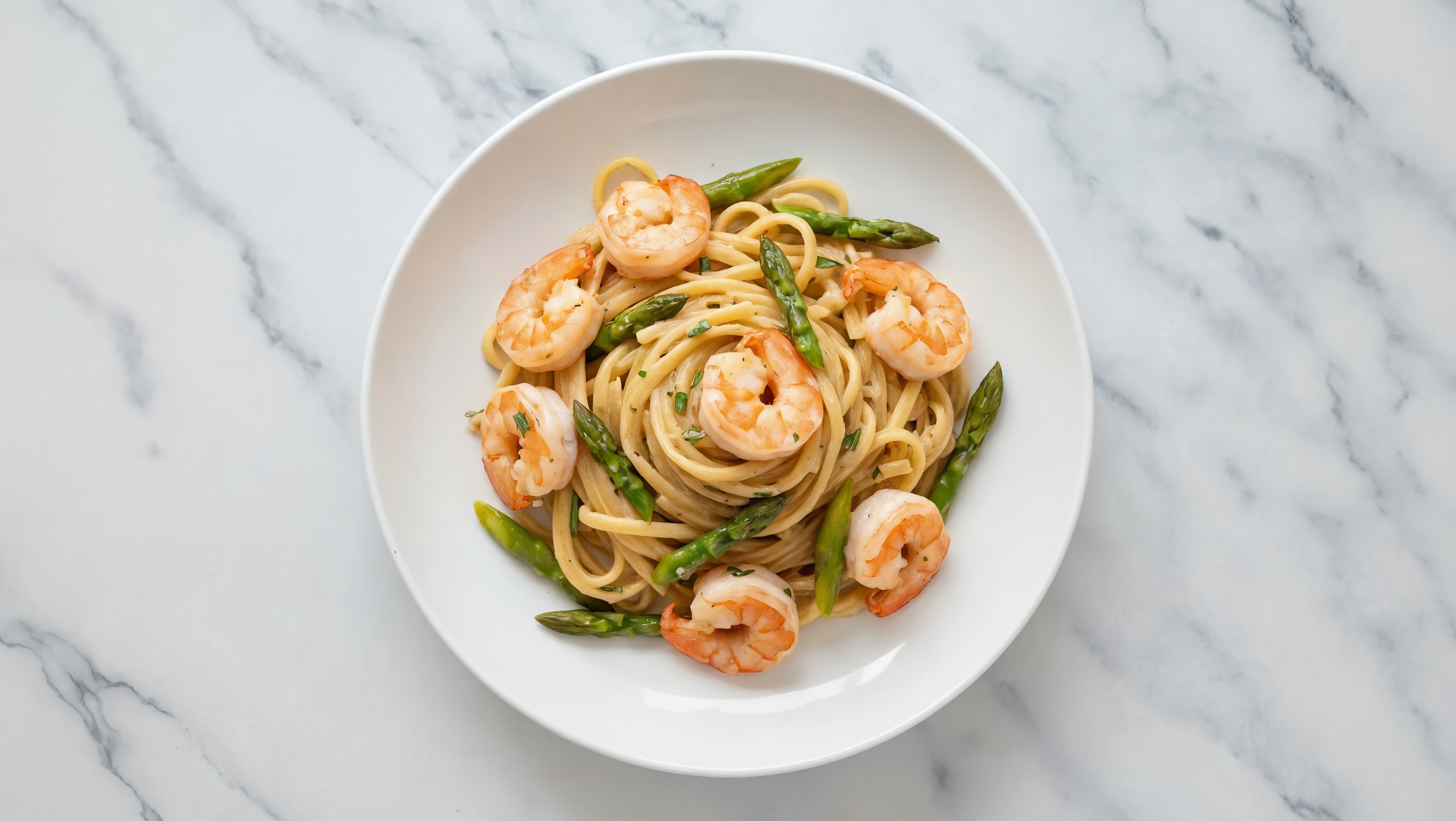 Gulf Shrimp + Asparagus Truffle Linguine