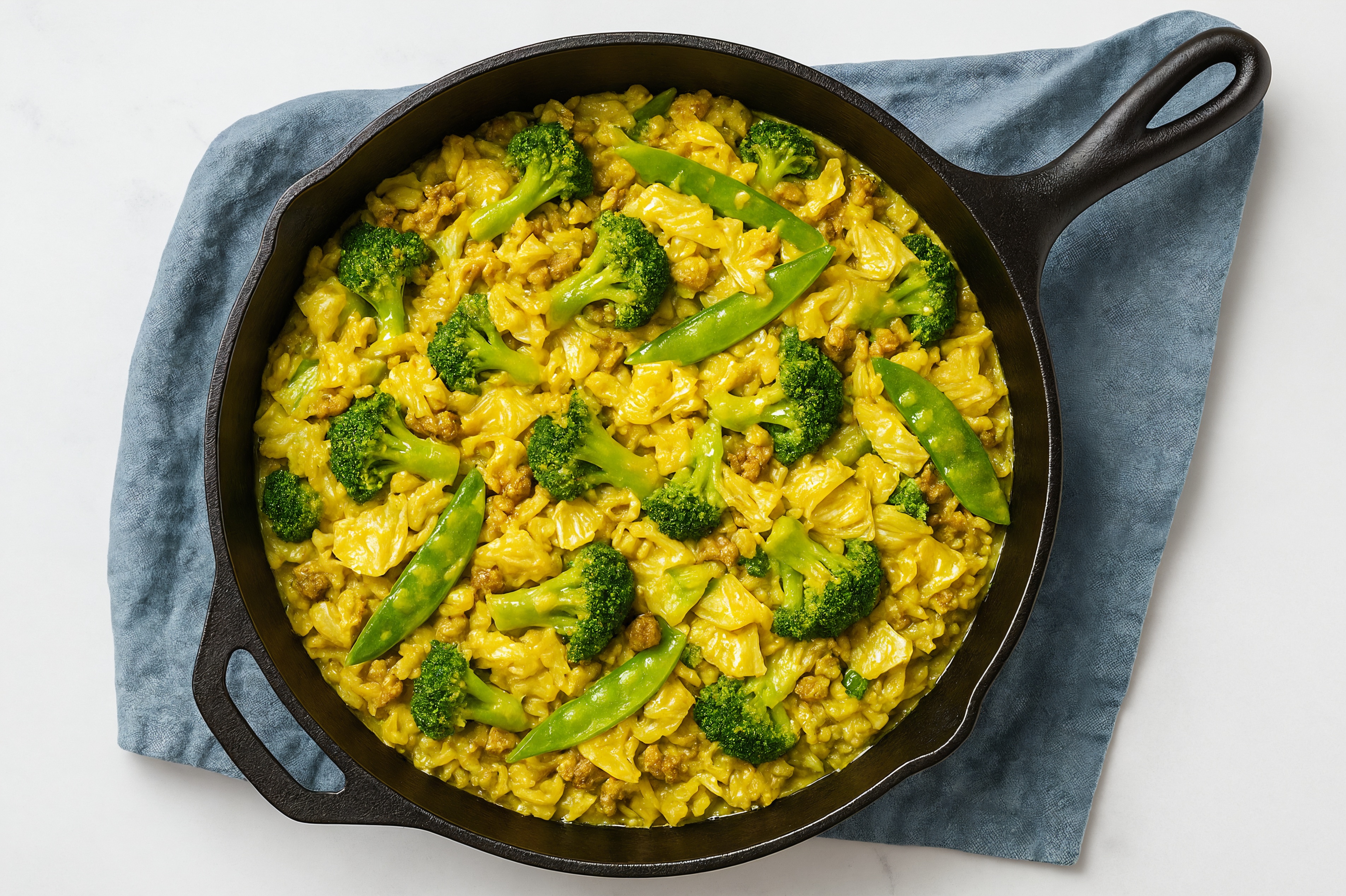 Curry Bok Choy + Ground Turkey Stir-Fry with Seasoned Jasmine Rice