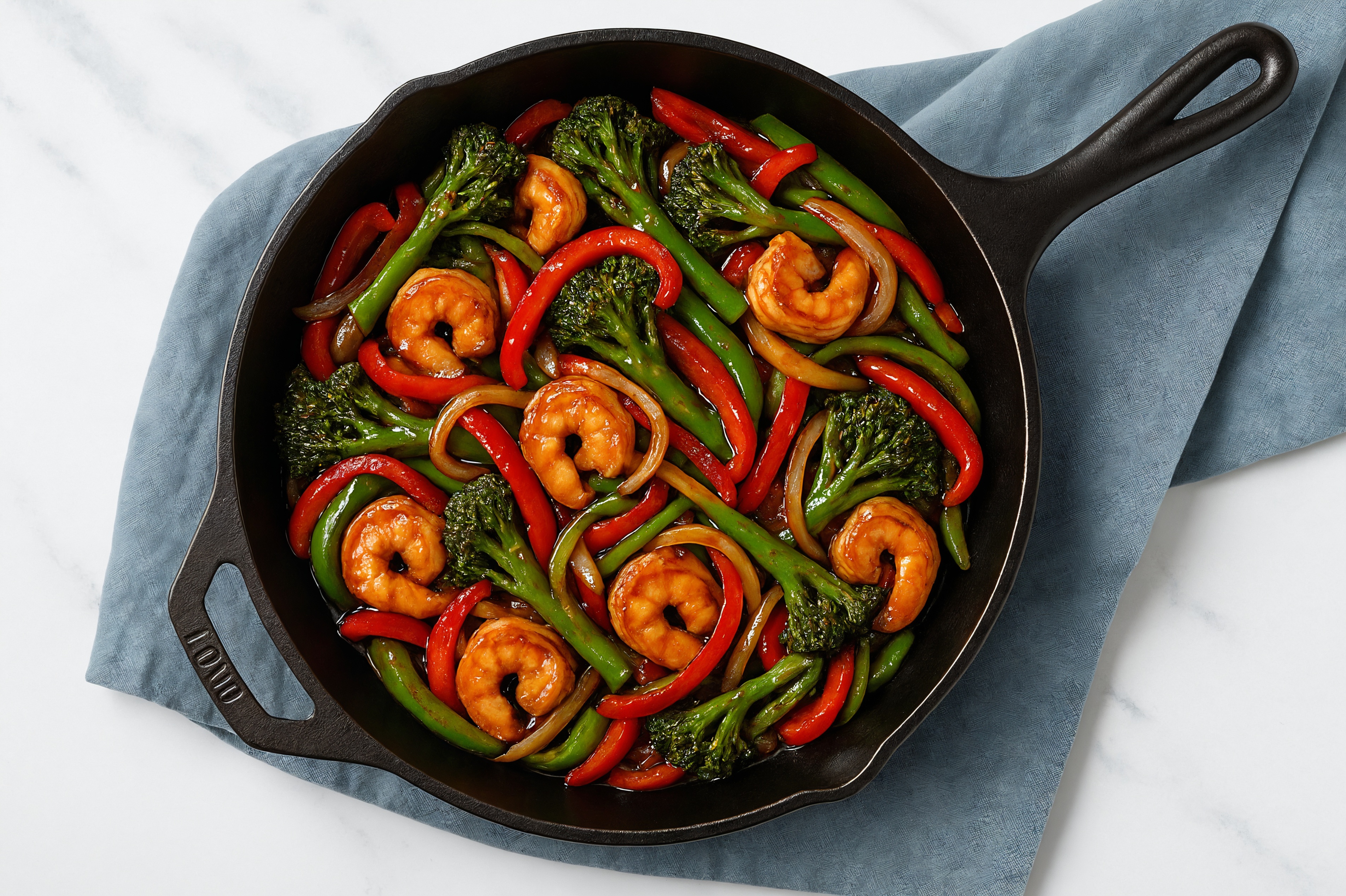 Japanese BBQ Shrimp Stir-Fry with Broccoli & Peppers