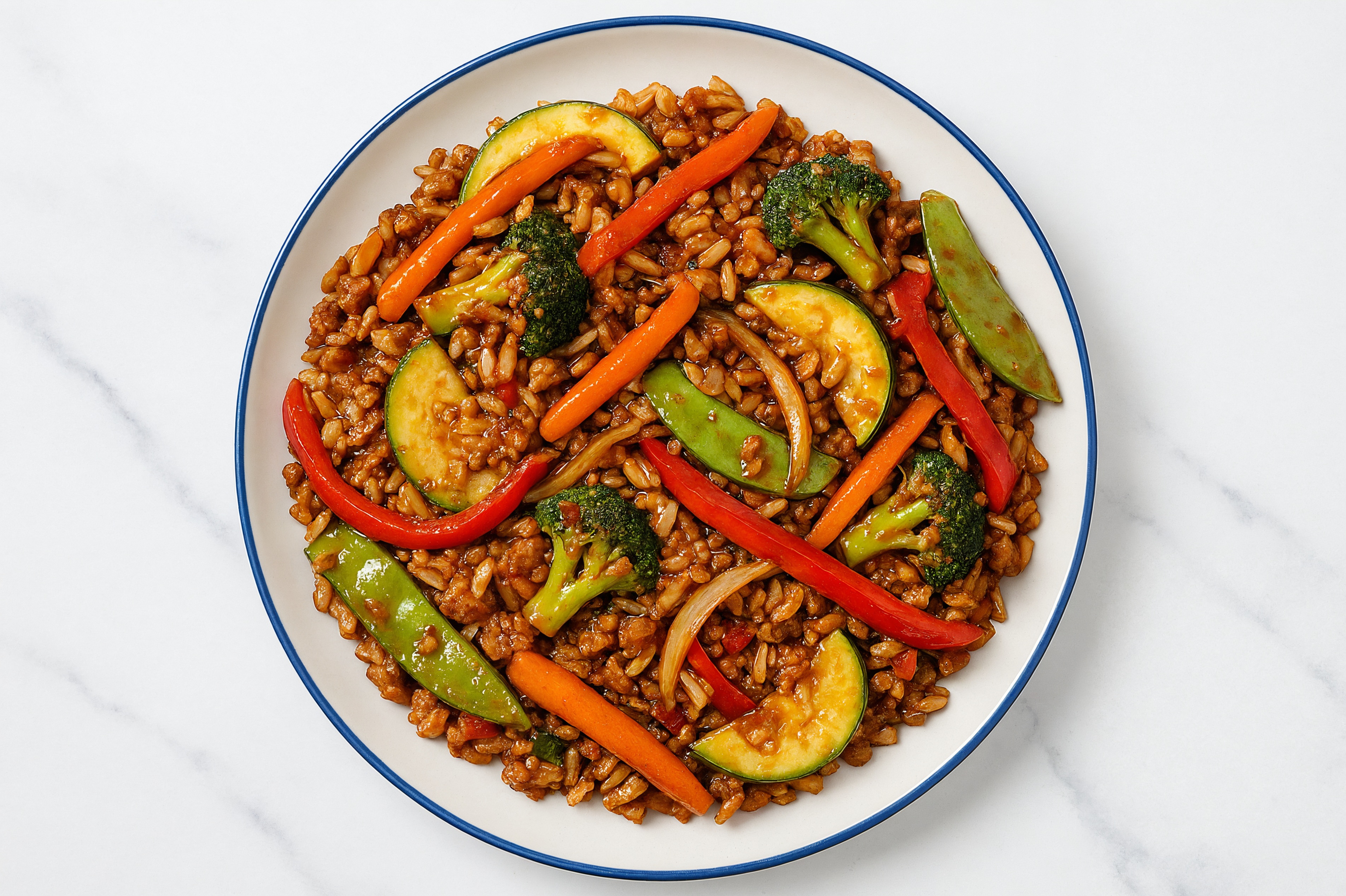 Japanese Bbq Veggie + Ground Turkey Stir-Fry with Brown Rice