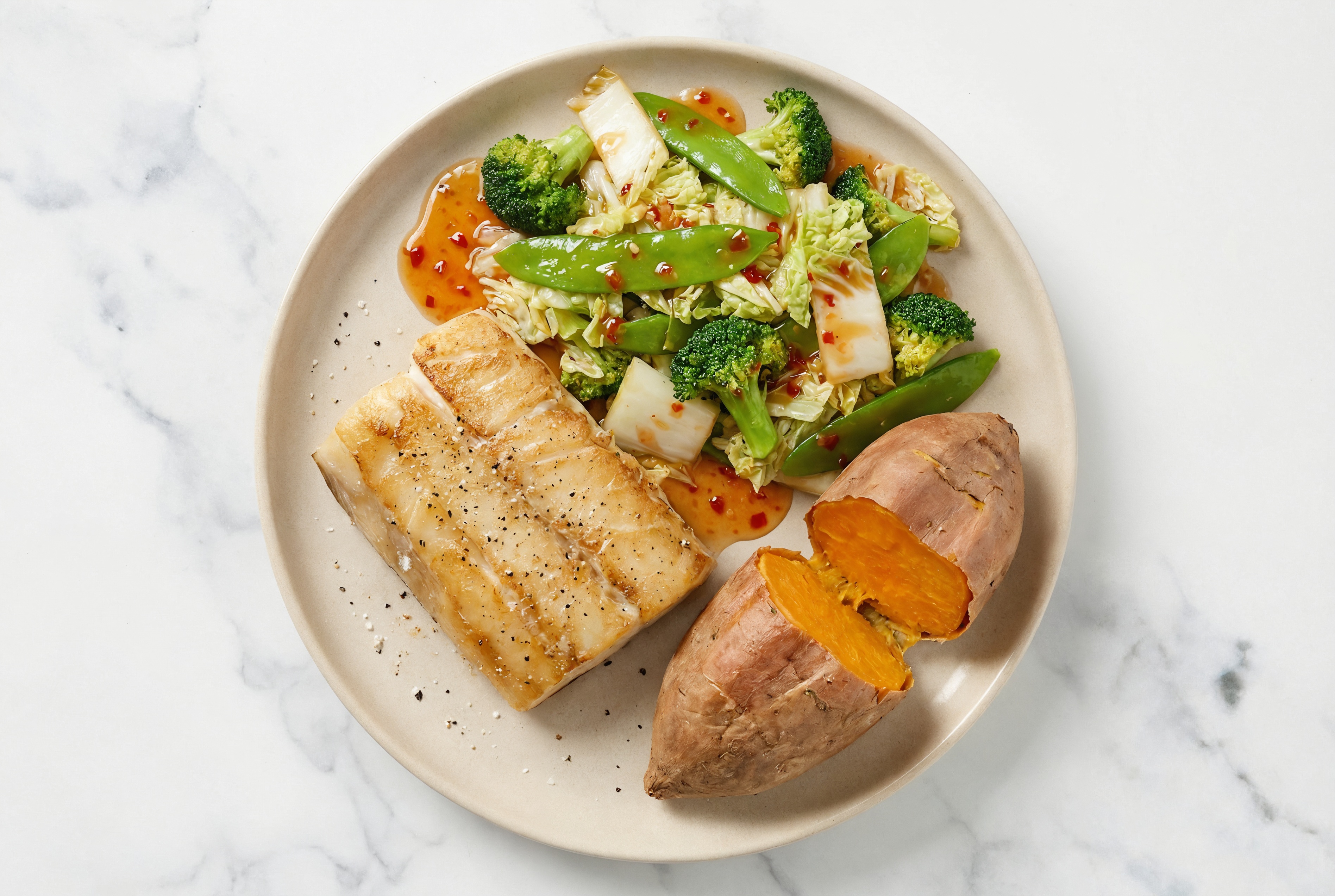 Sweet Chili Bok Choy with Seared Barramundi