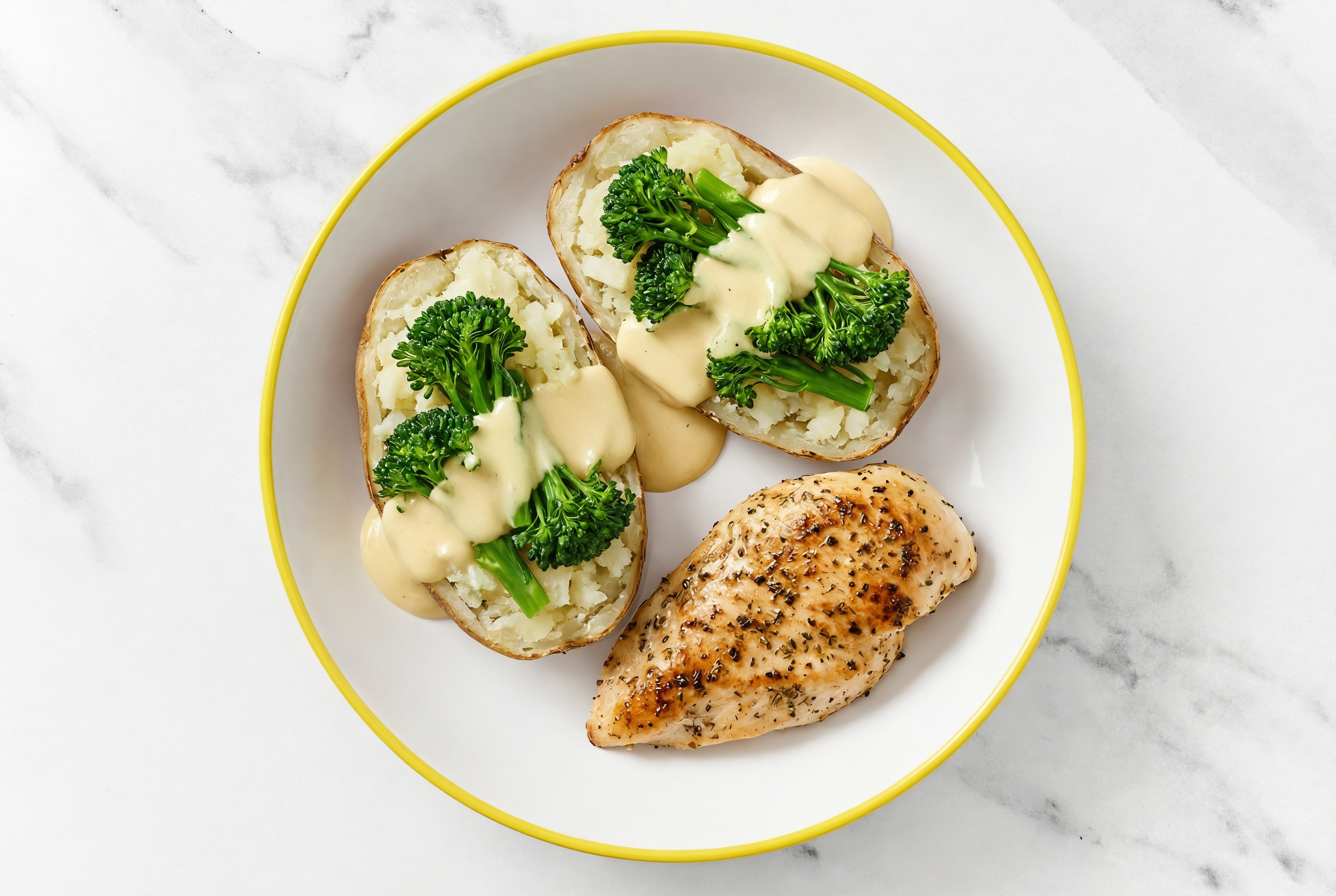Honey Herb Chicken with Broccoli + Creamy Cashew Queso