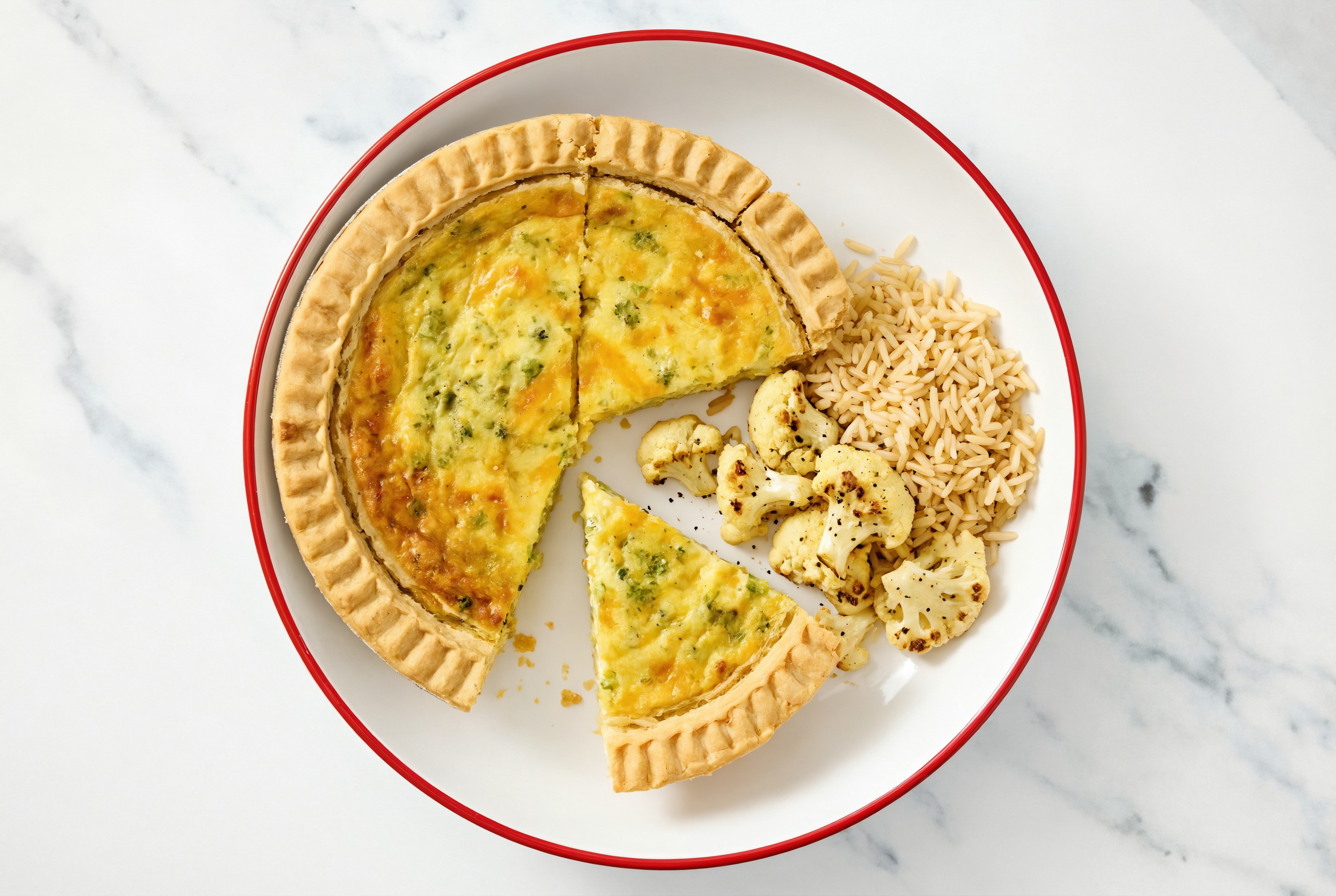 Broccoli & Cheddar Quiche with Cauliflower & Bone Broth Rice