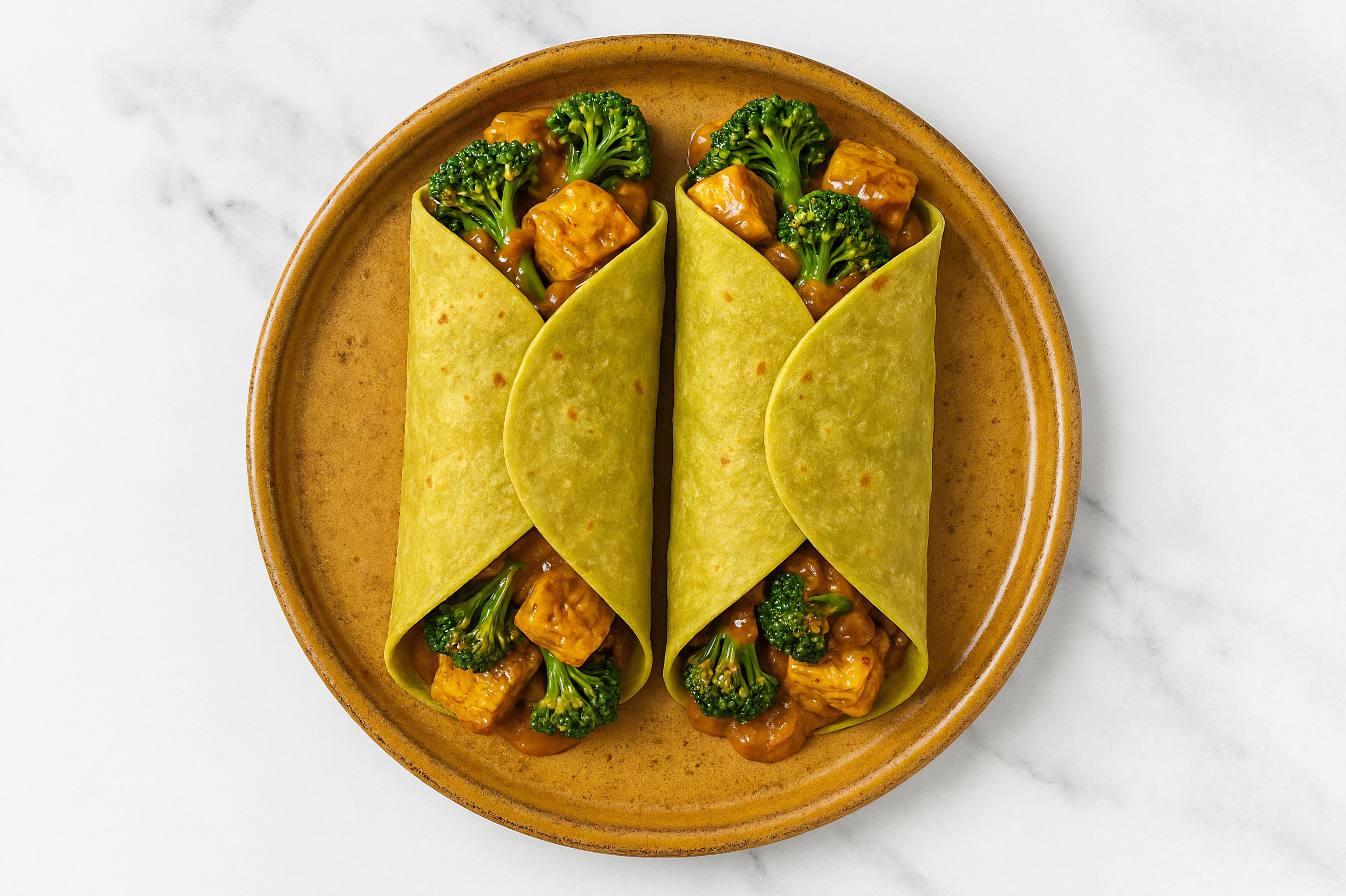 Thai Peanut Tofu + Broccoli Wrap