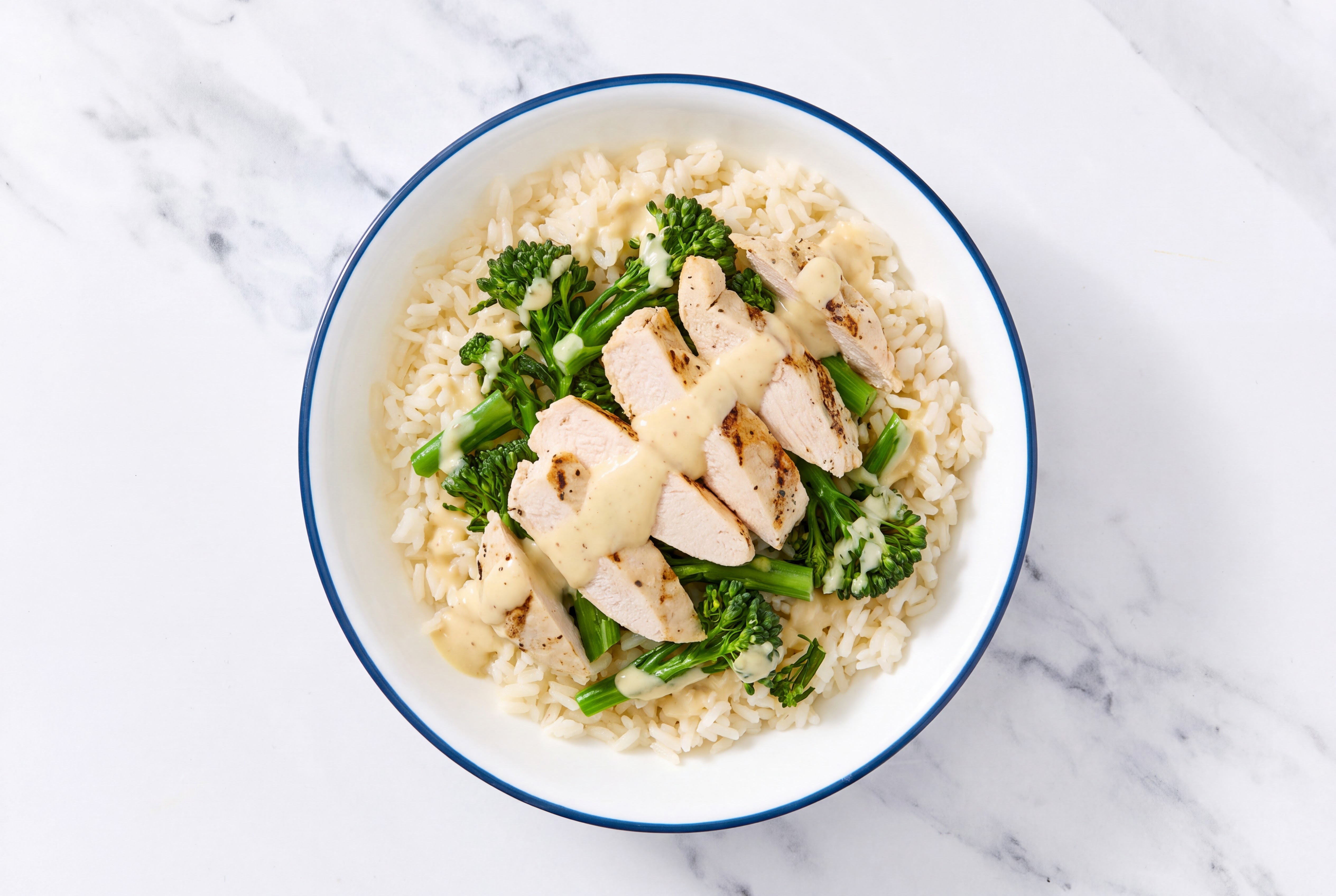 Creamy Miso Caesar Seasoned Grilled Chicken Breast + Broccoli Long Grain White Rice Bowl