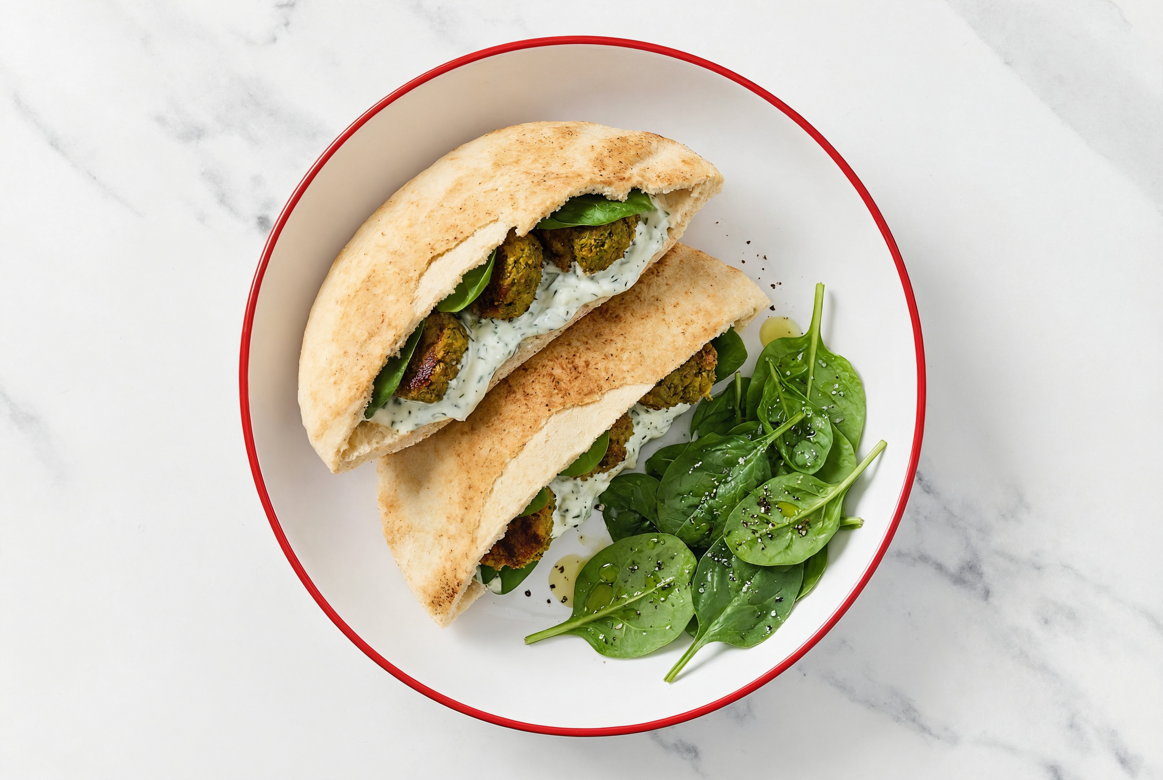 Hearty Classic Feta Cucumber Tzatziki Dip'd Falafel Sandwiches