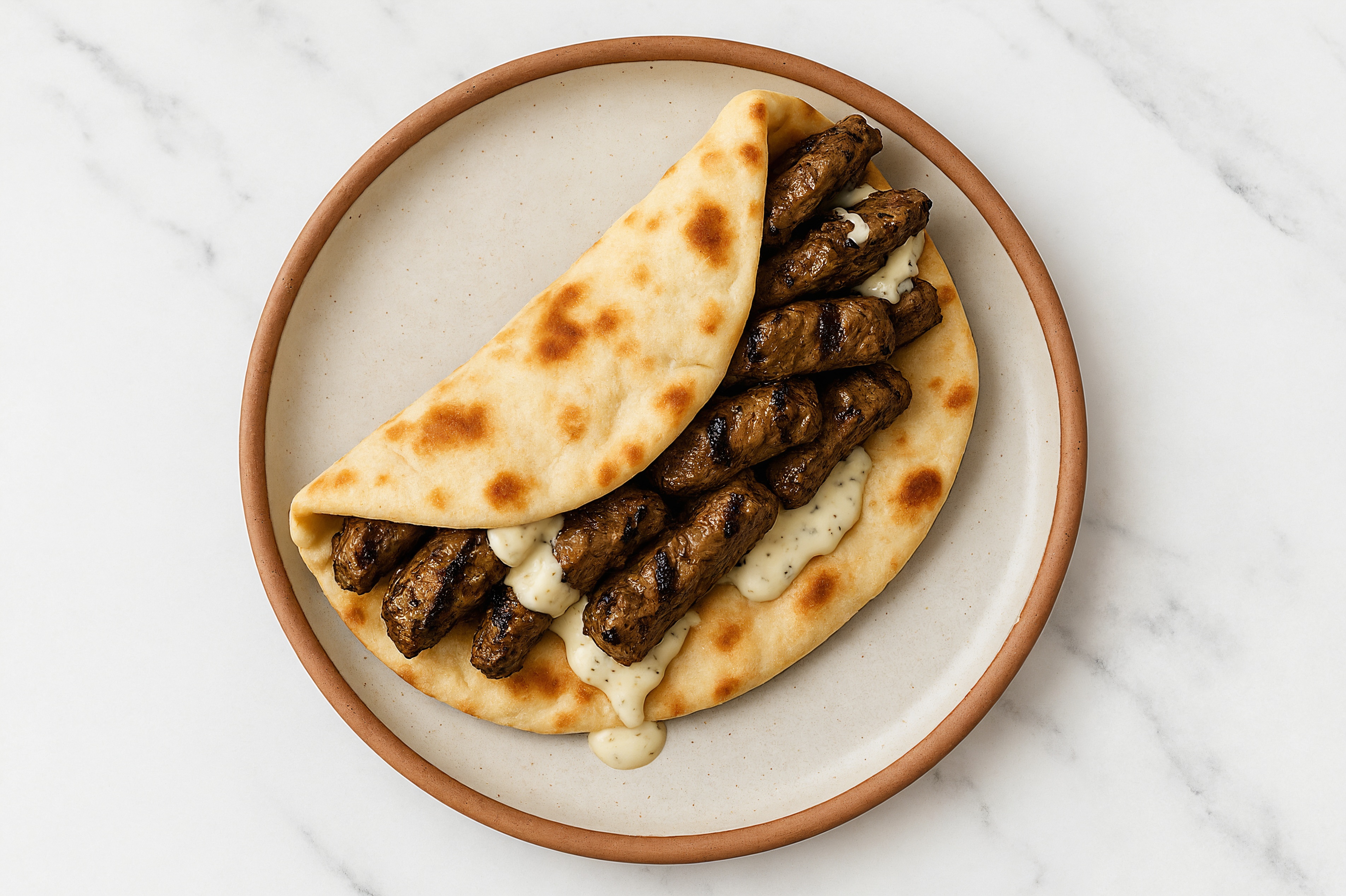Creamy Garlic Beef Naan Wrap