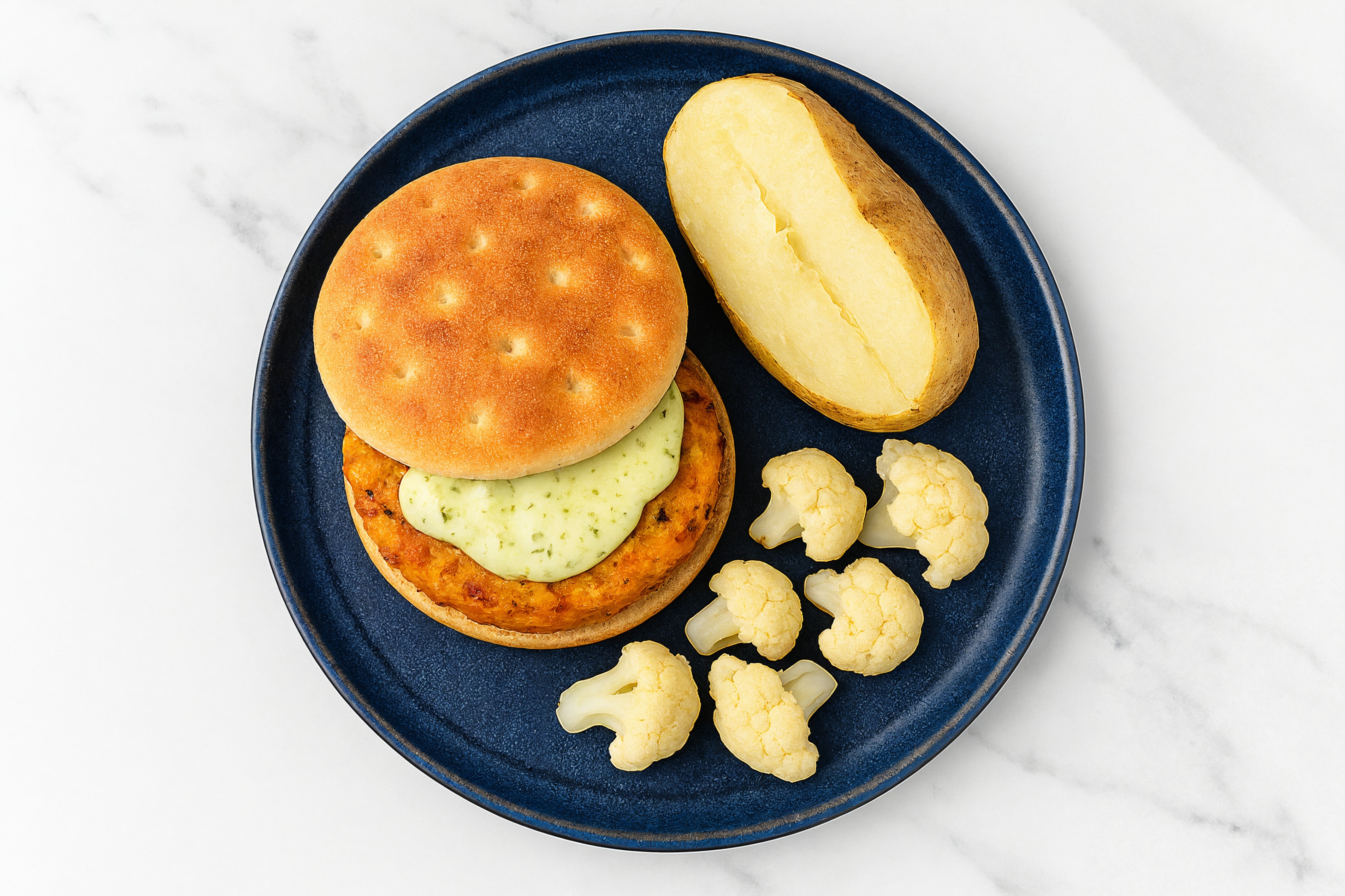 Jalapeño Sweet Potato Burger on Brioche with Cauliflower