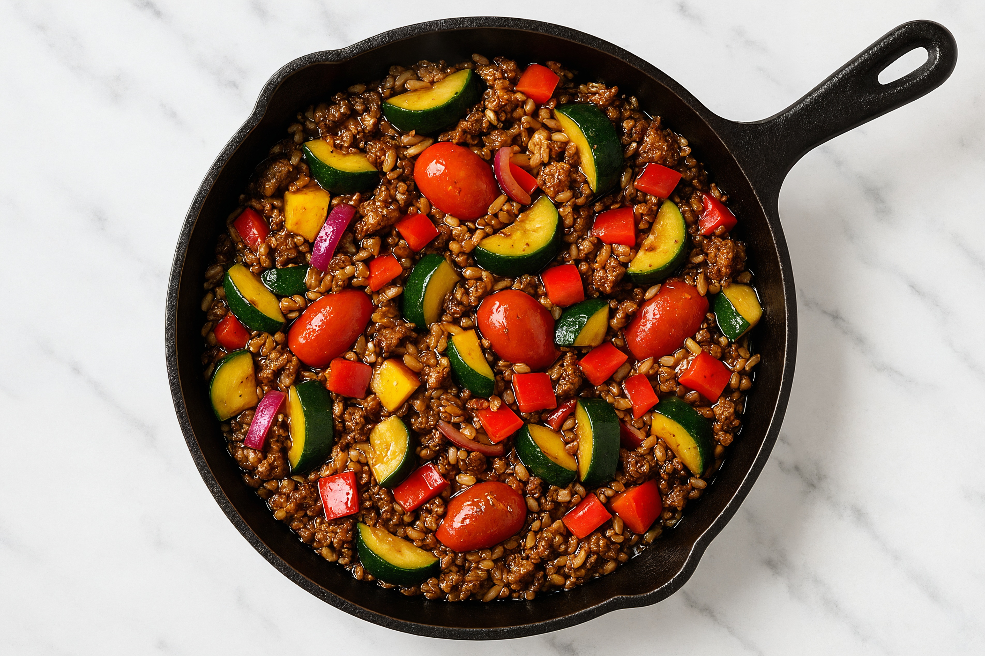 Japanese Bbq Squash + Ground Bison Stir-Fry with Brown Rice