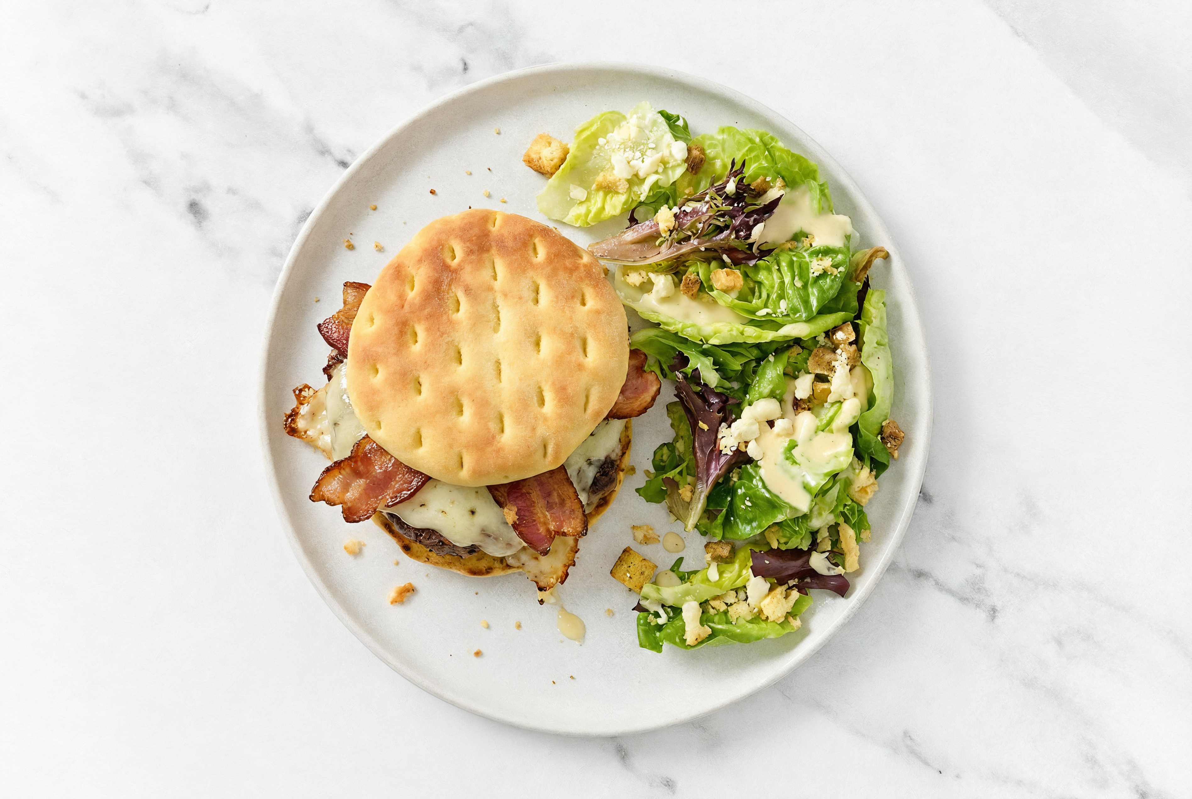 Deluxe Bacon Cheeseburger + Little Gem Salad