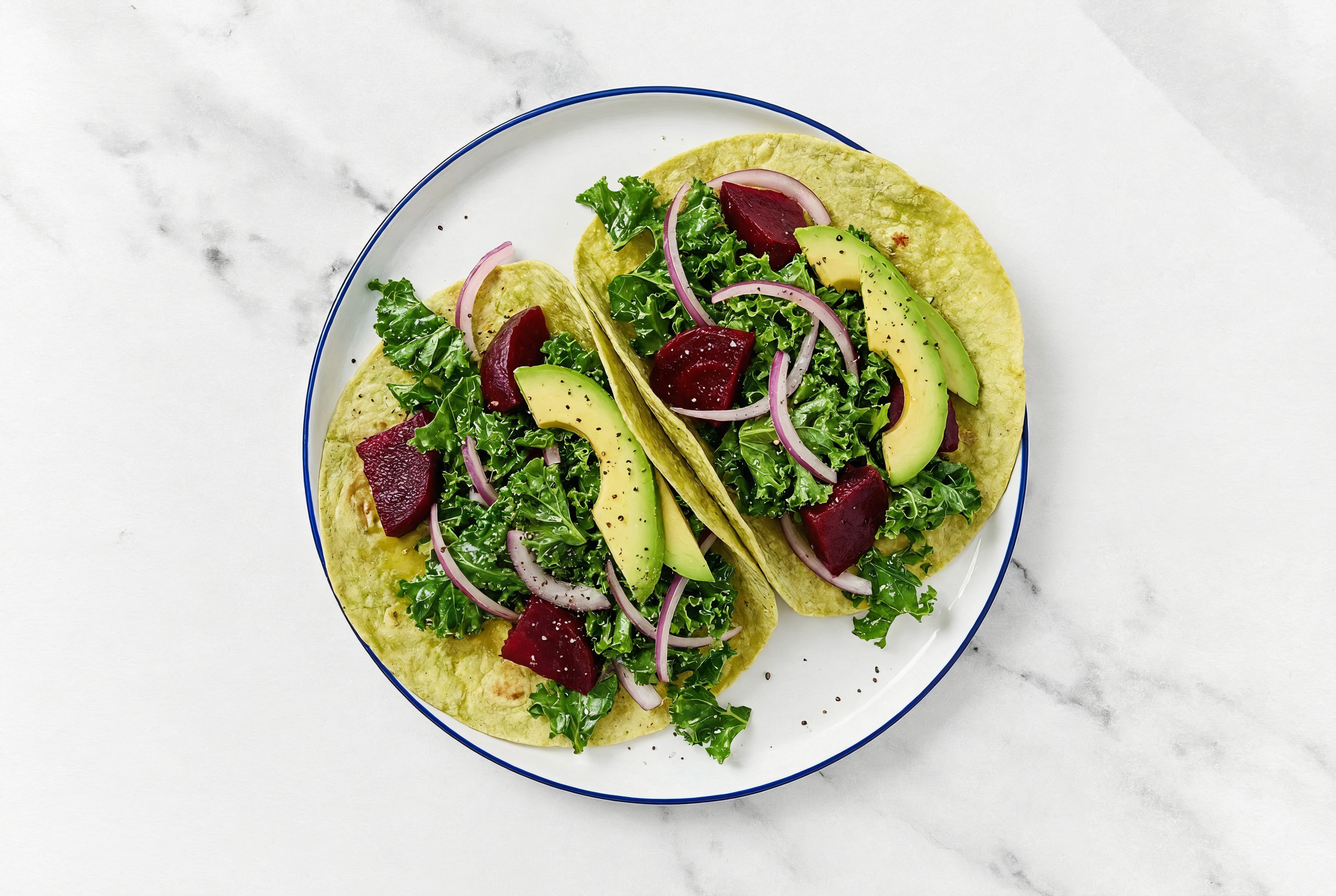 XL Avocado + Beet Tacos with Spinach Tortilla