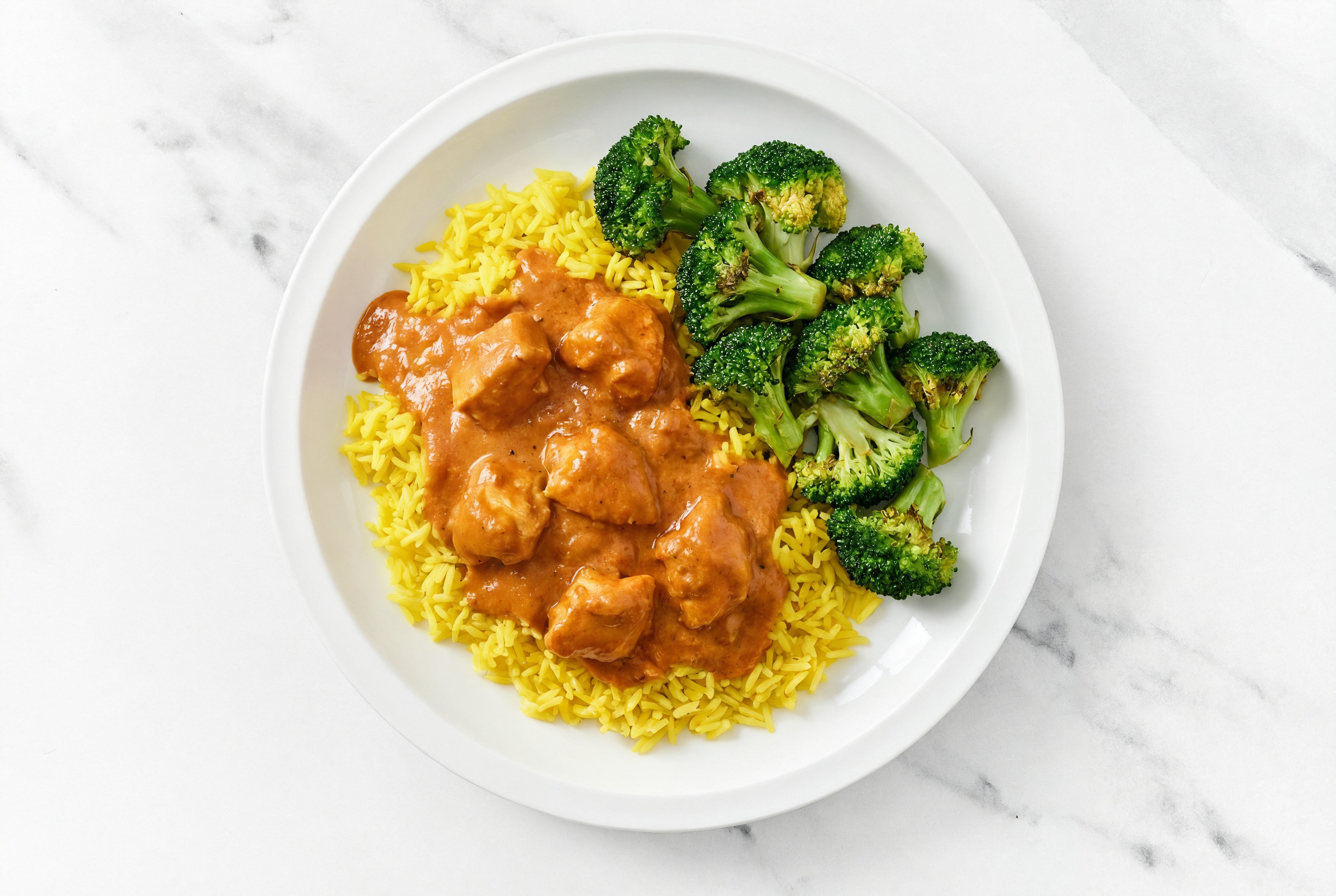 Chicken Tikka Masala + Rice with Organic Broccoli
