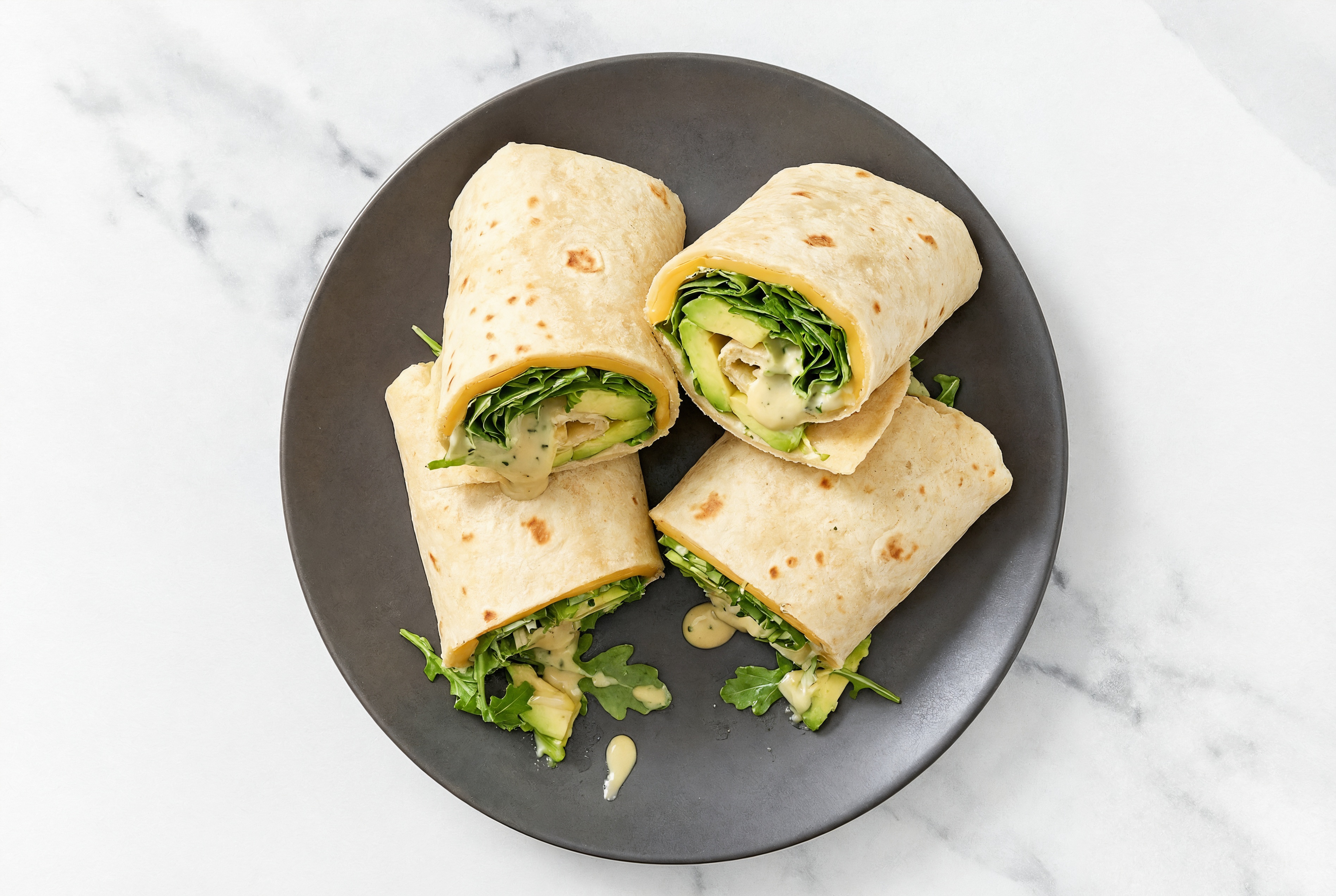 Herby Avocado + American Tortilla Wraps with Arugula