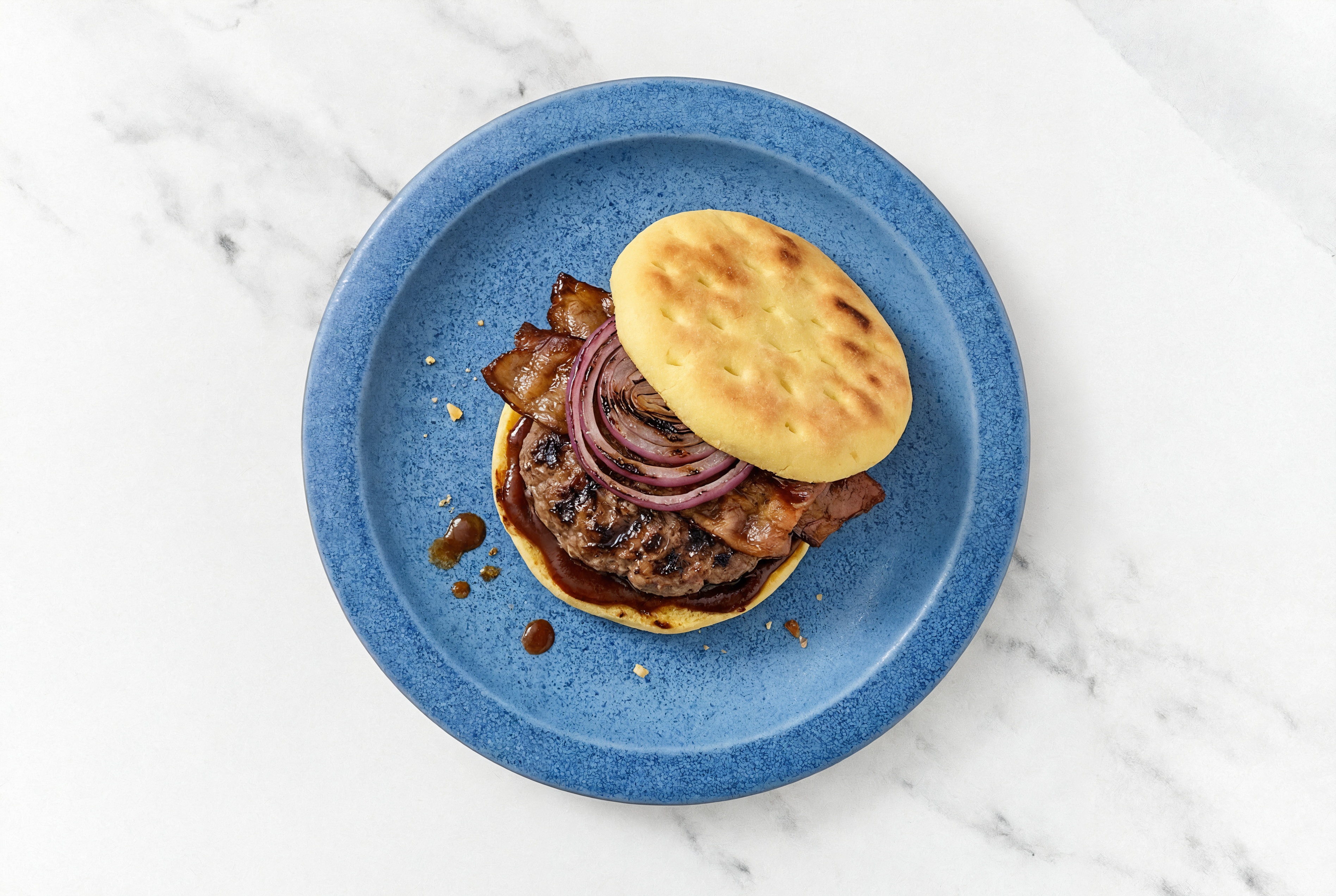 Herby Grilled BBQ MyBacon Burger with Wagyu Beef Patties