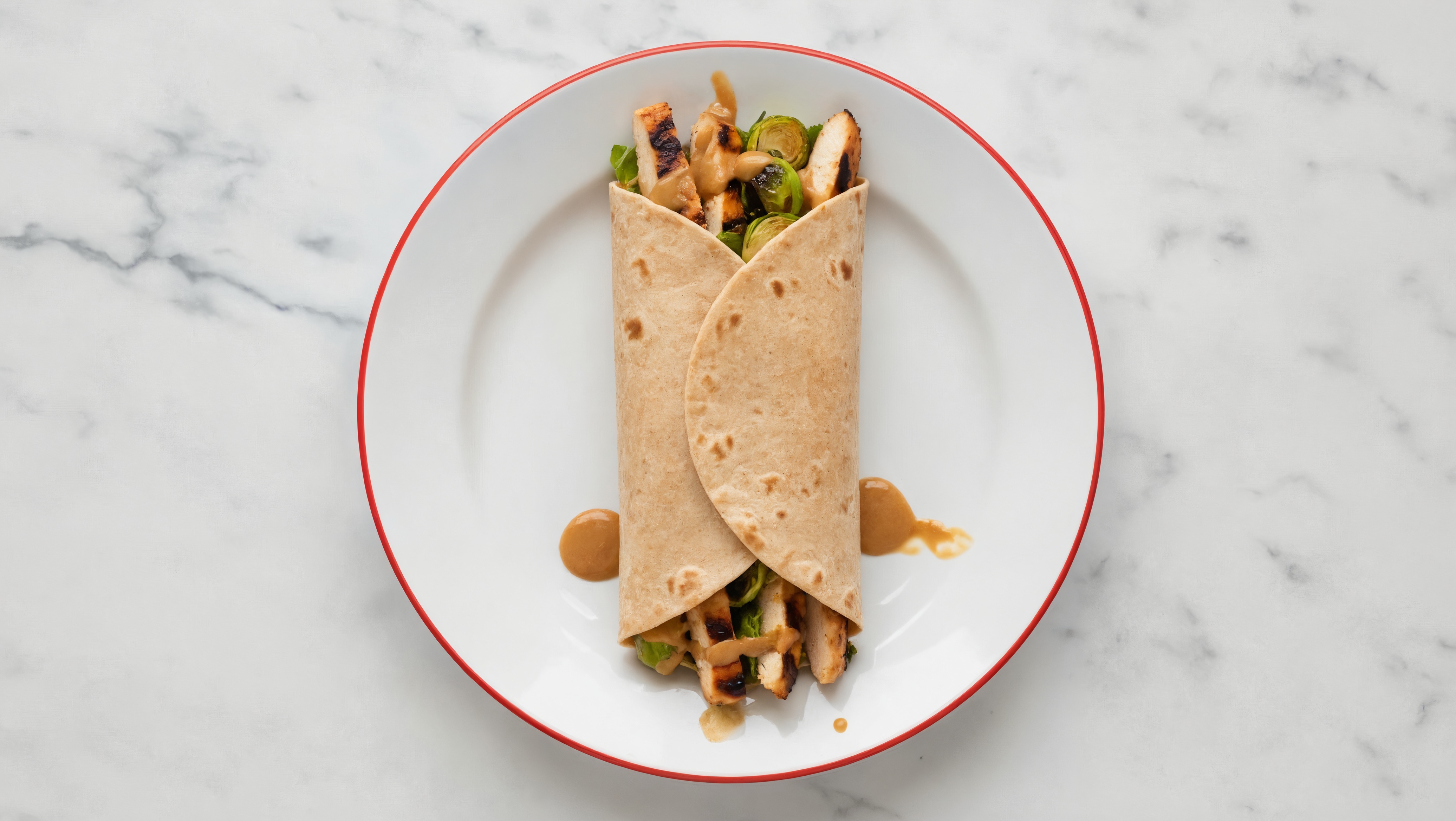 Thai Peanut Chicken Brussels Wraps