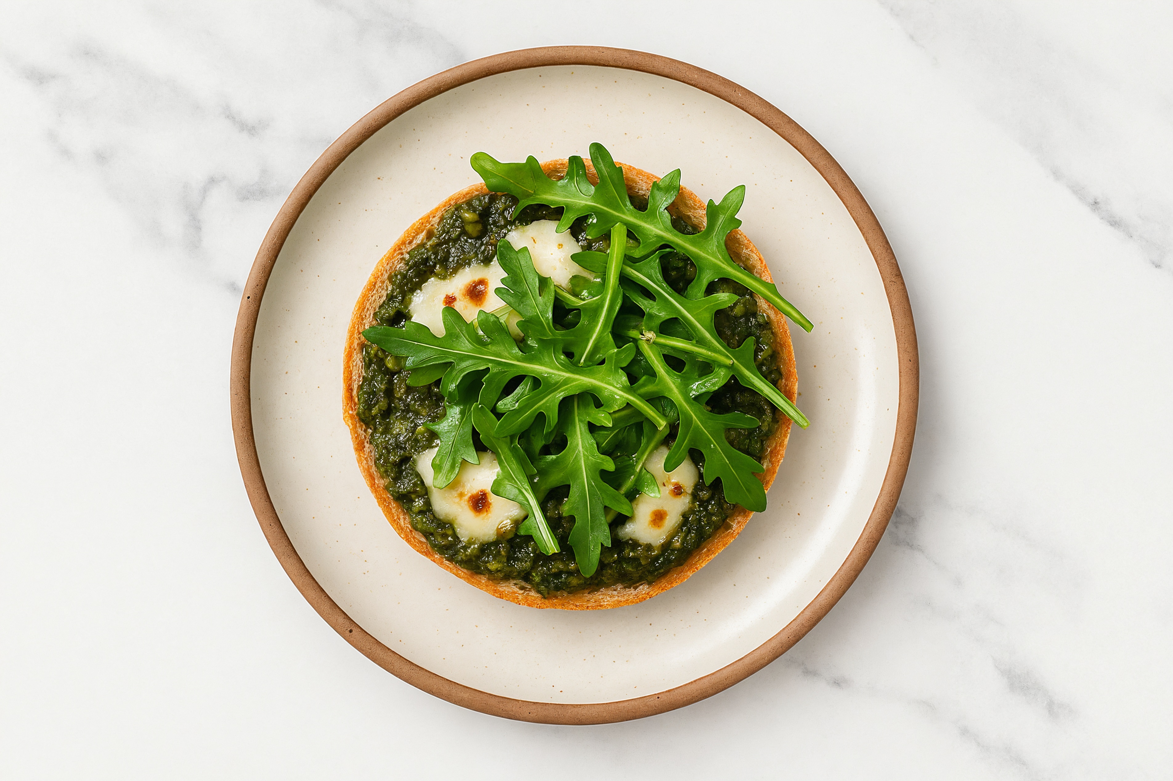 Cheezy Kale Pesto + Arugula Flatbread