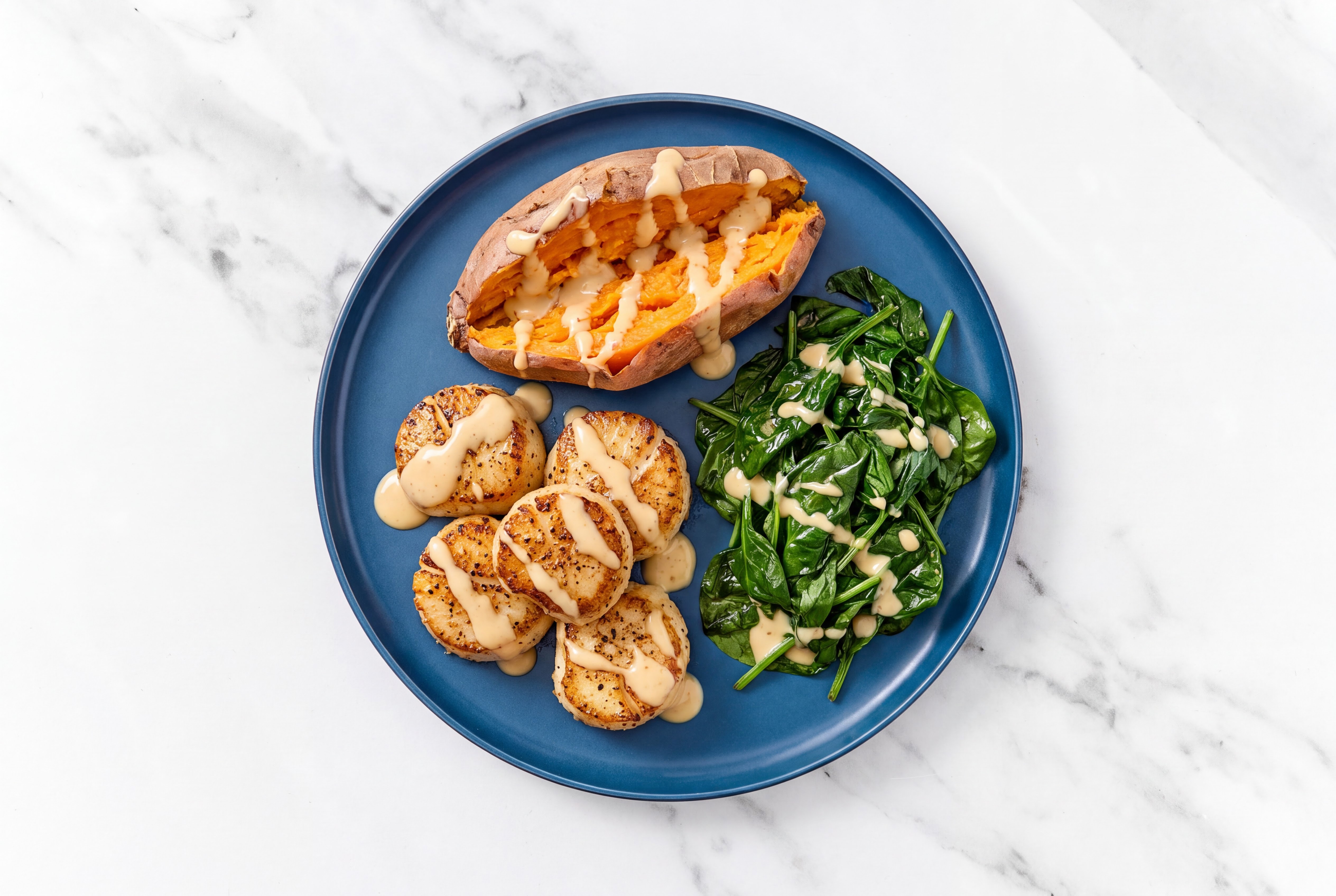 Miso Jumbo Scallops with Sweet Potato
