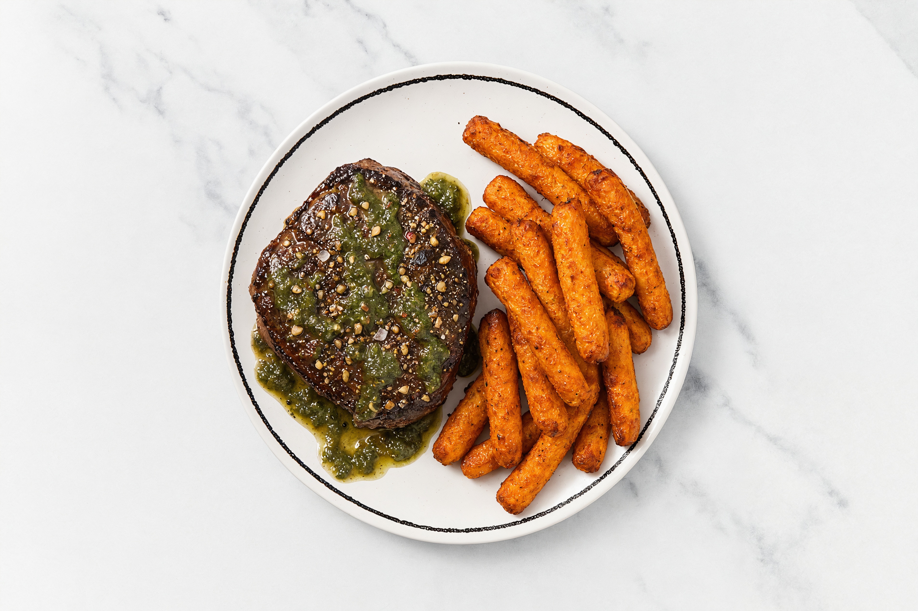 Seared Zhoug Wagyu Filet Mignon + Fries