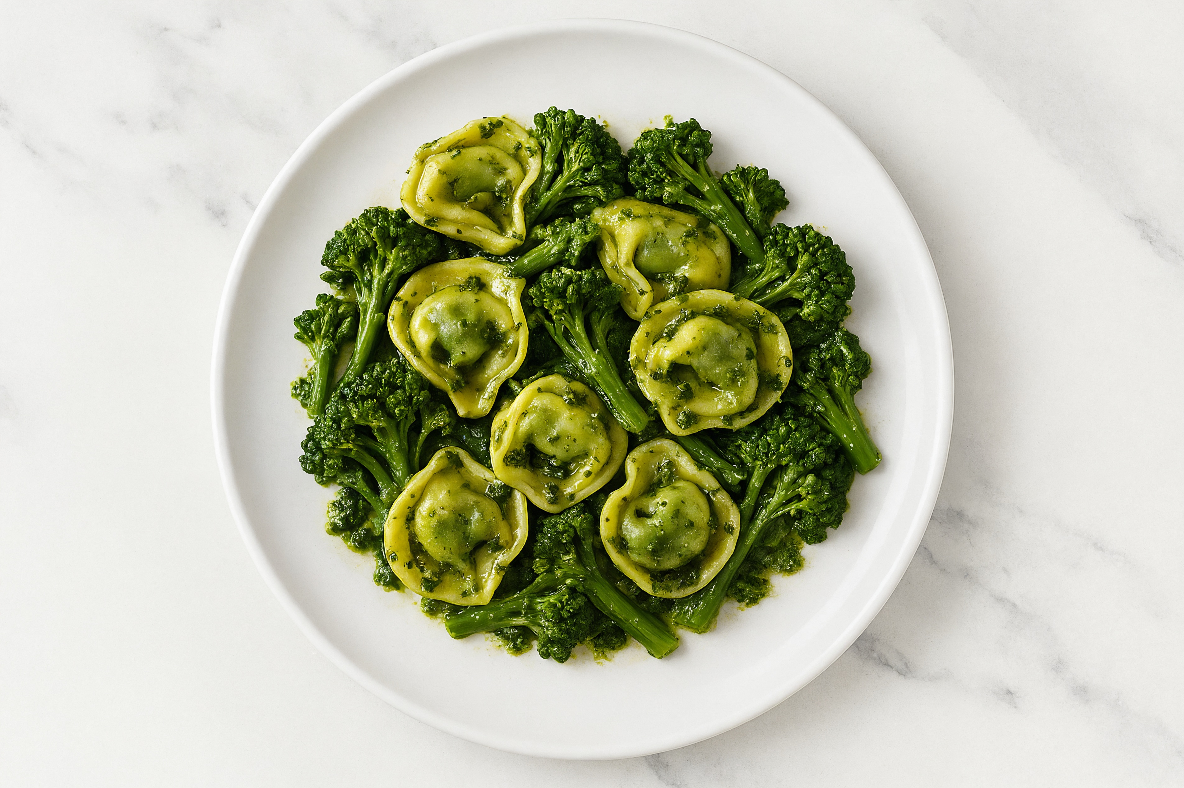 Kale Pesto Tortellini + Baby Broccoli