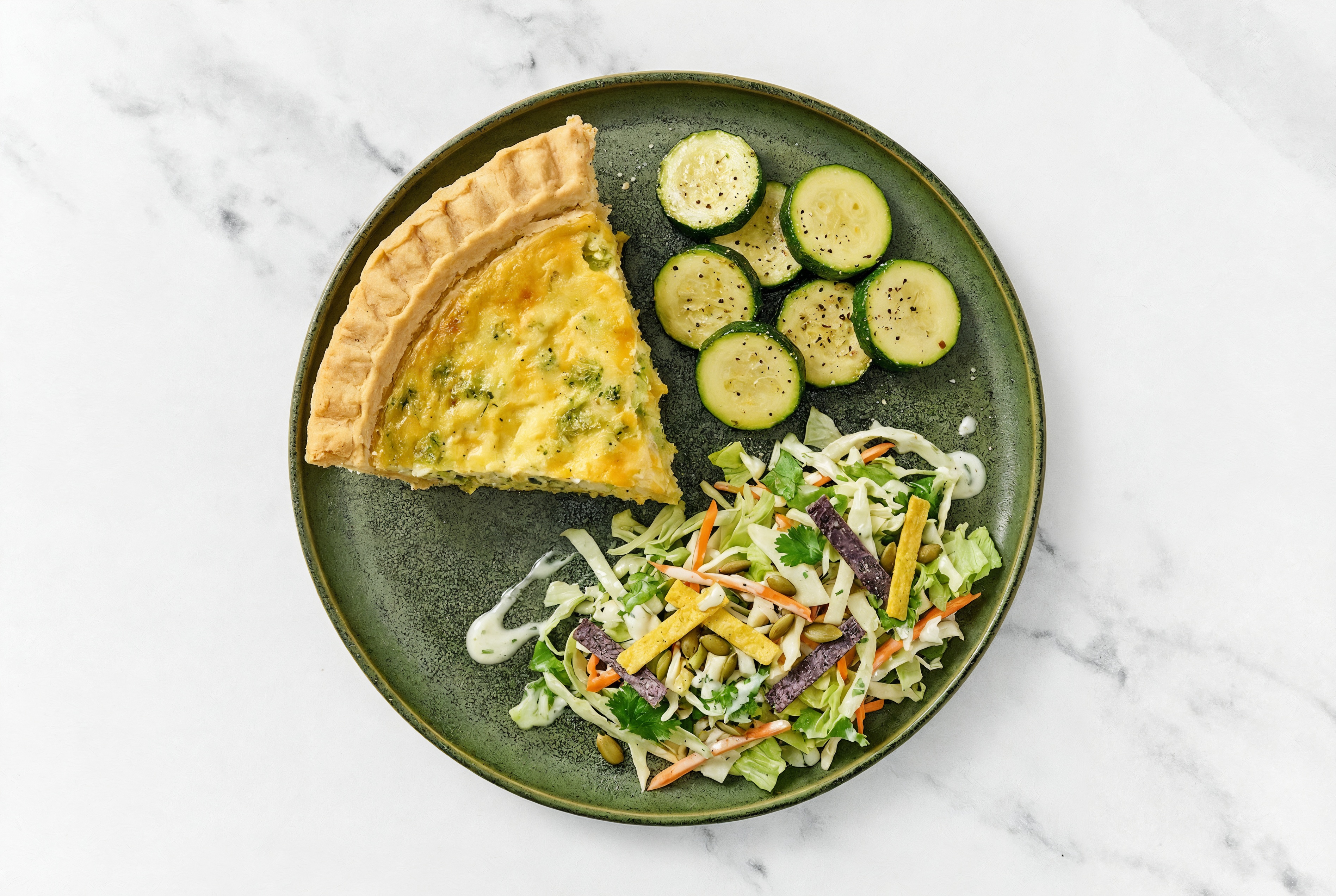 Broccoli & Cheddar Quiche with Zucchini & Southwest Salad