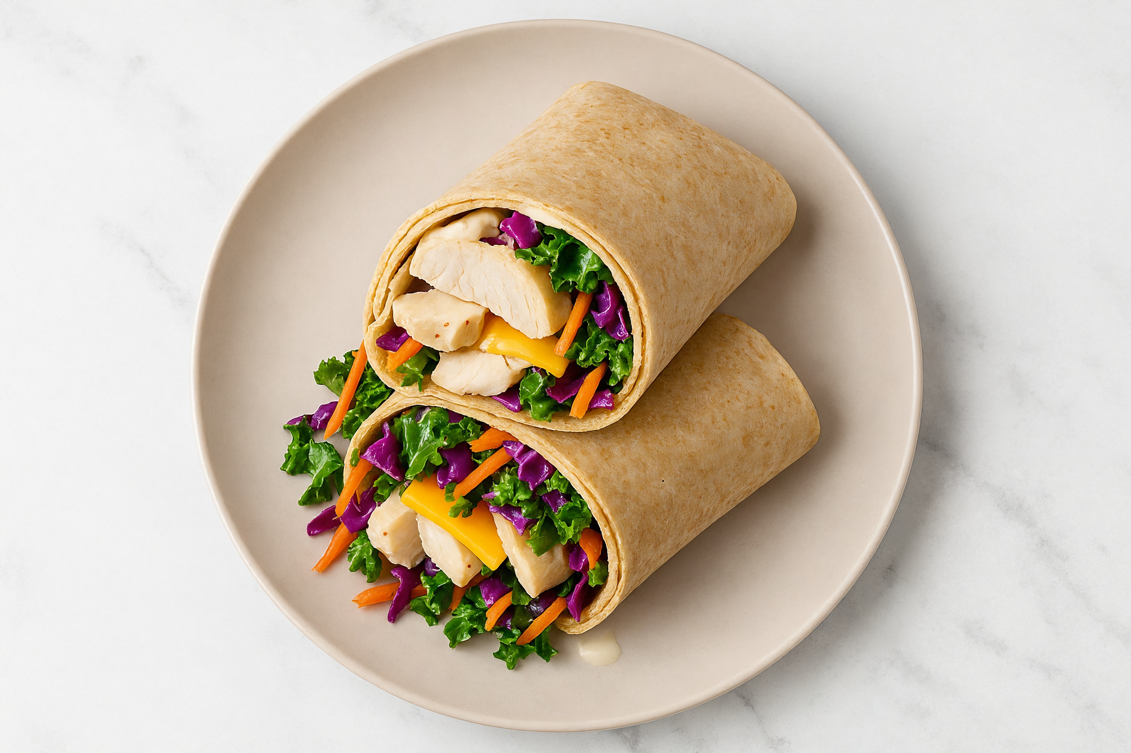 Garlic Roasted Chicken + American Tortilla Wraps with Rainbow Veggies