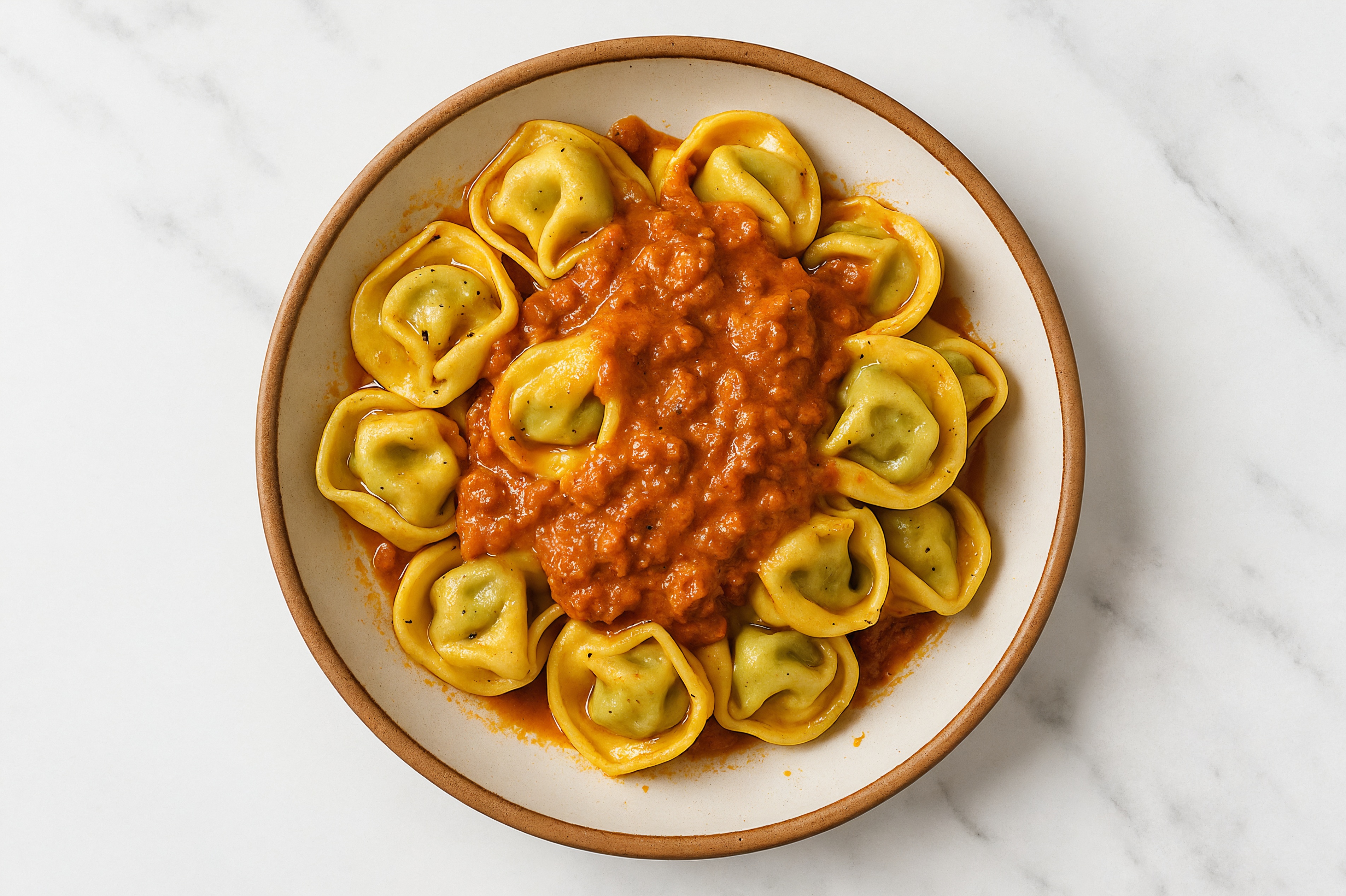 Cheese Tortellini with Creamy Bison Meat Sauce
