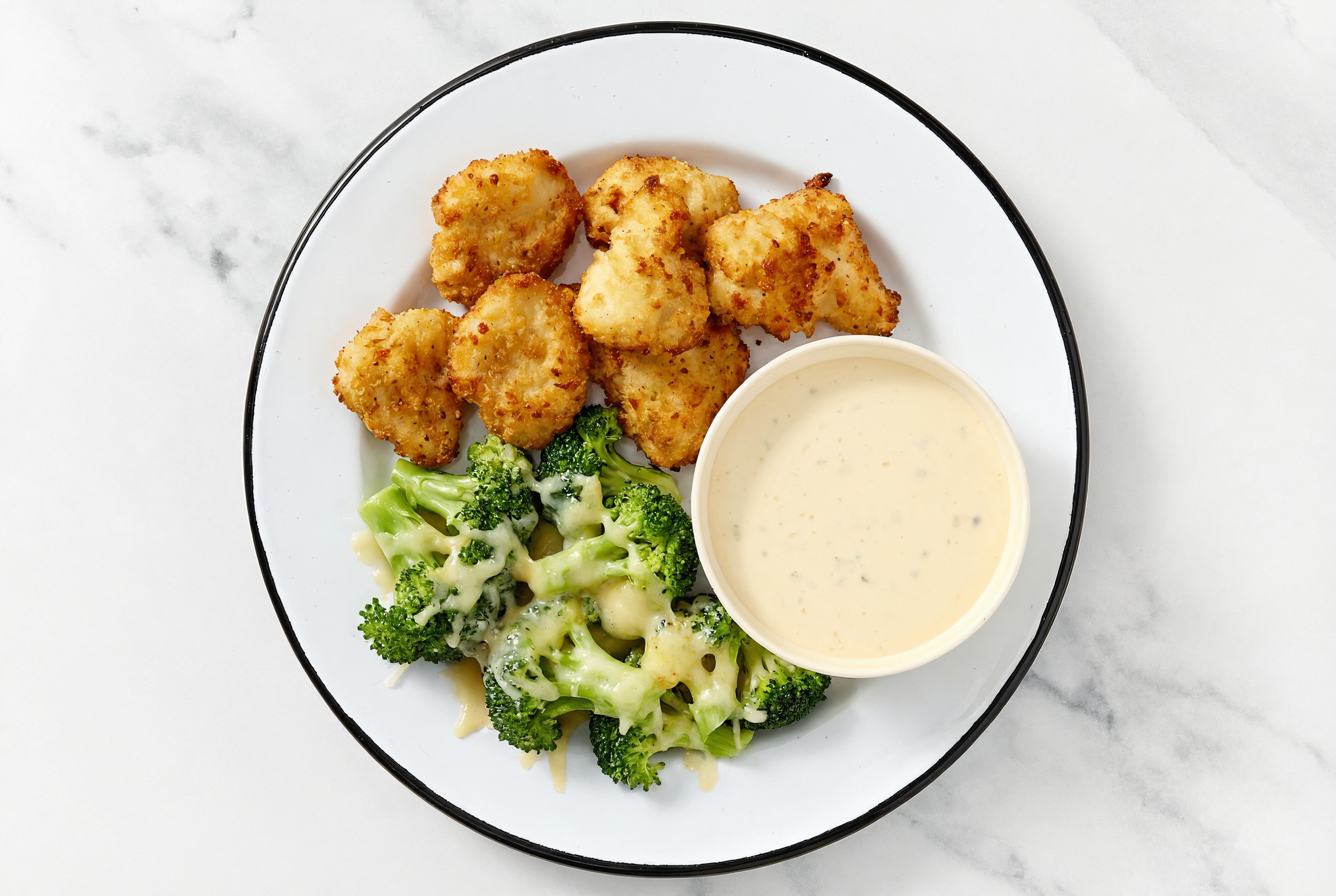  Chicken Nuggets + Cheesy Broccoli Florets with Ranch