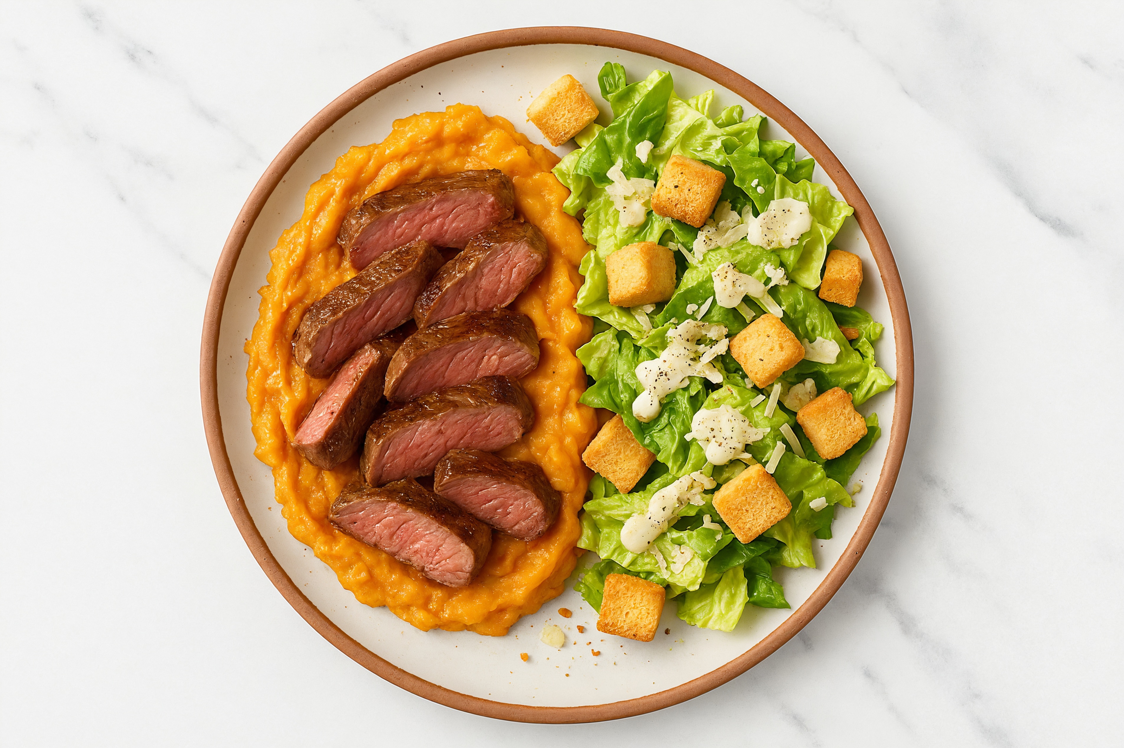 Steak n' Sweet Potato Mash Bowl + Caesar Salad
