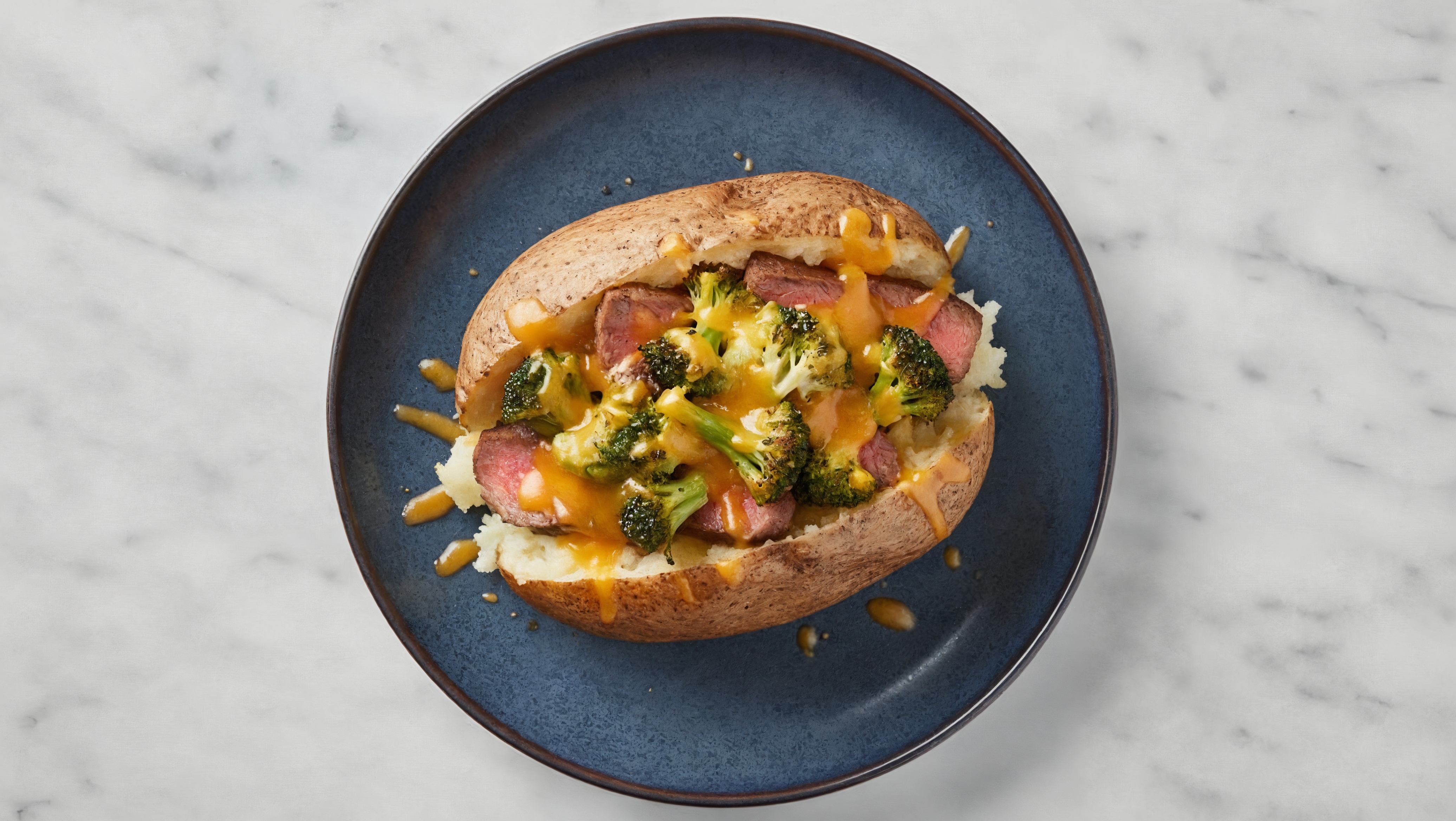 Cheesy Steak + Organic Broccoli Stuffed Potatoes