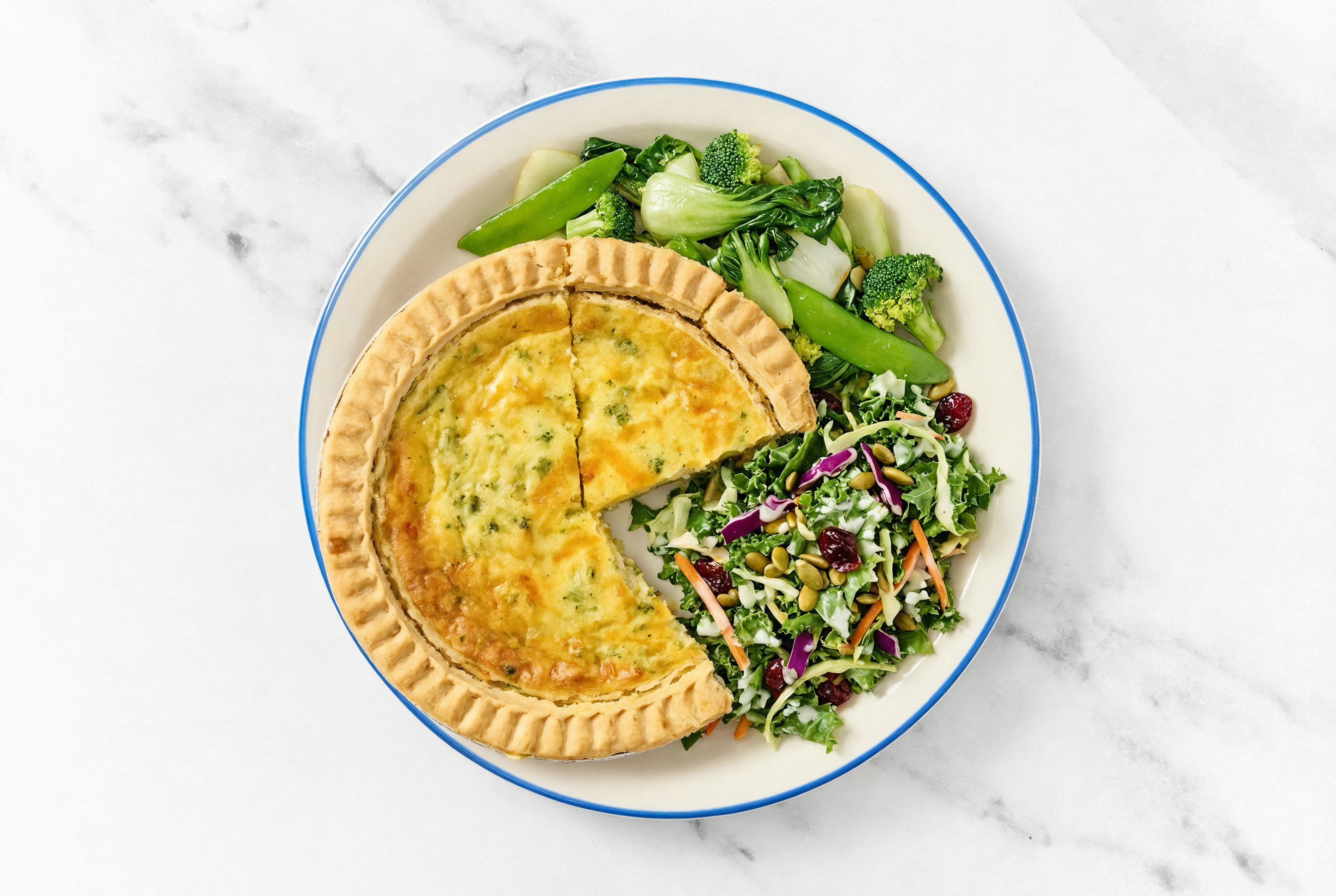 Broccoli & Cheddar Quiche with Bok Choy & Kale Salad