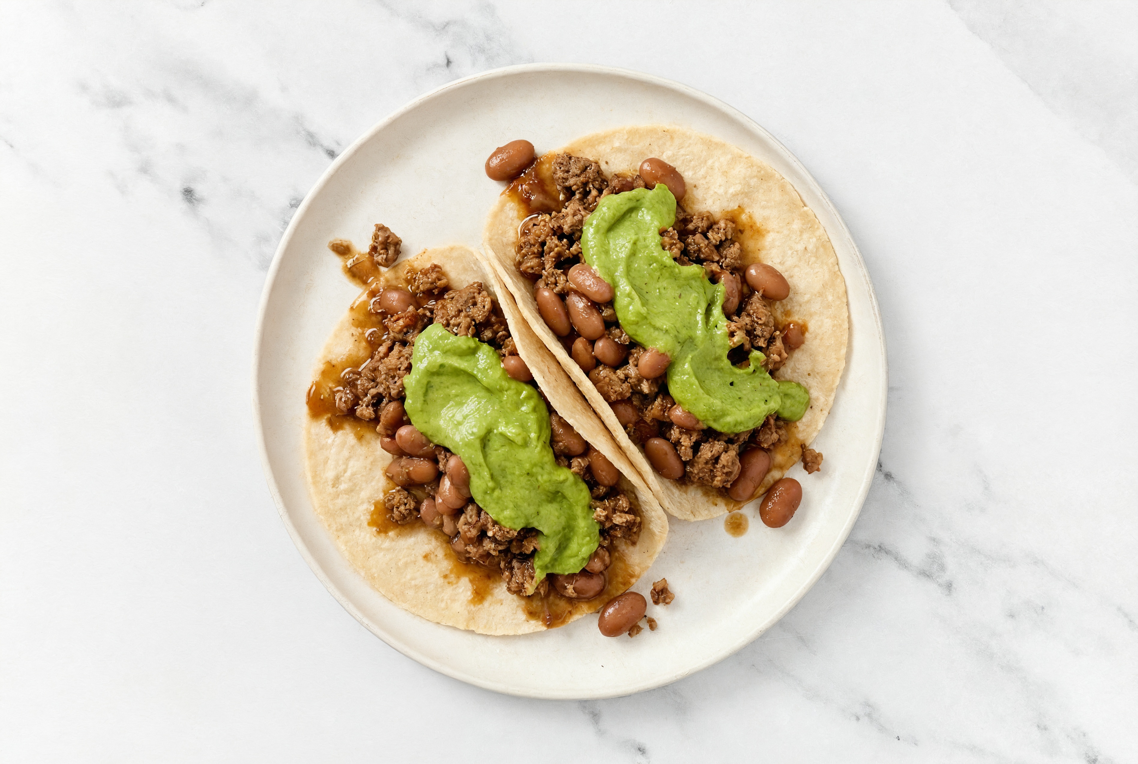 Mexican-Style Ground Beef Tacos with Avocado & Pinto Beans
