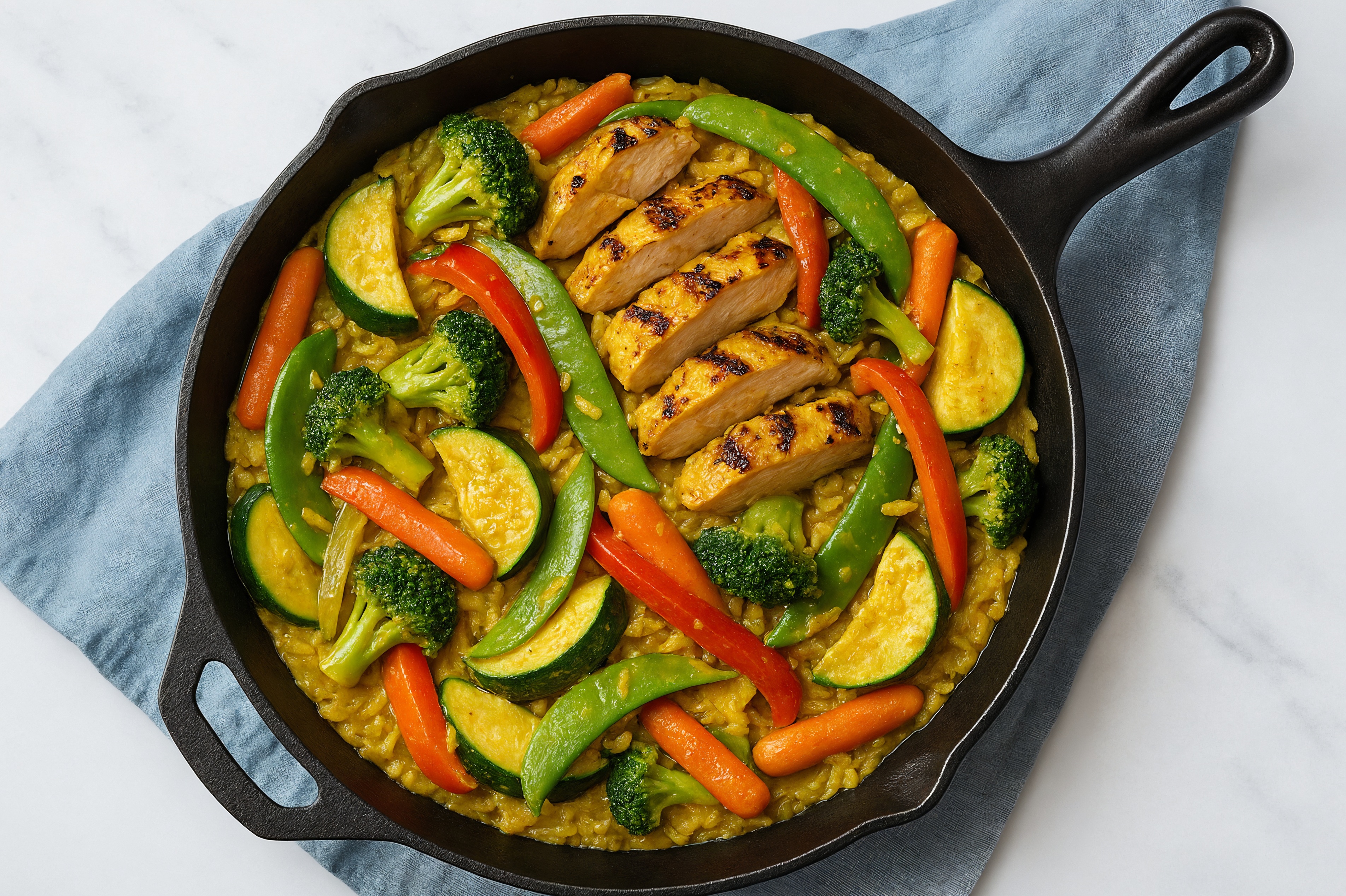 Curry Mediterranean Grilled Chicken Breast + Veggies with Jasmine Rice