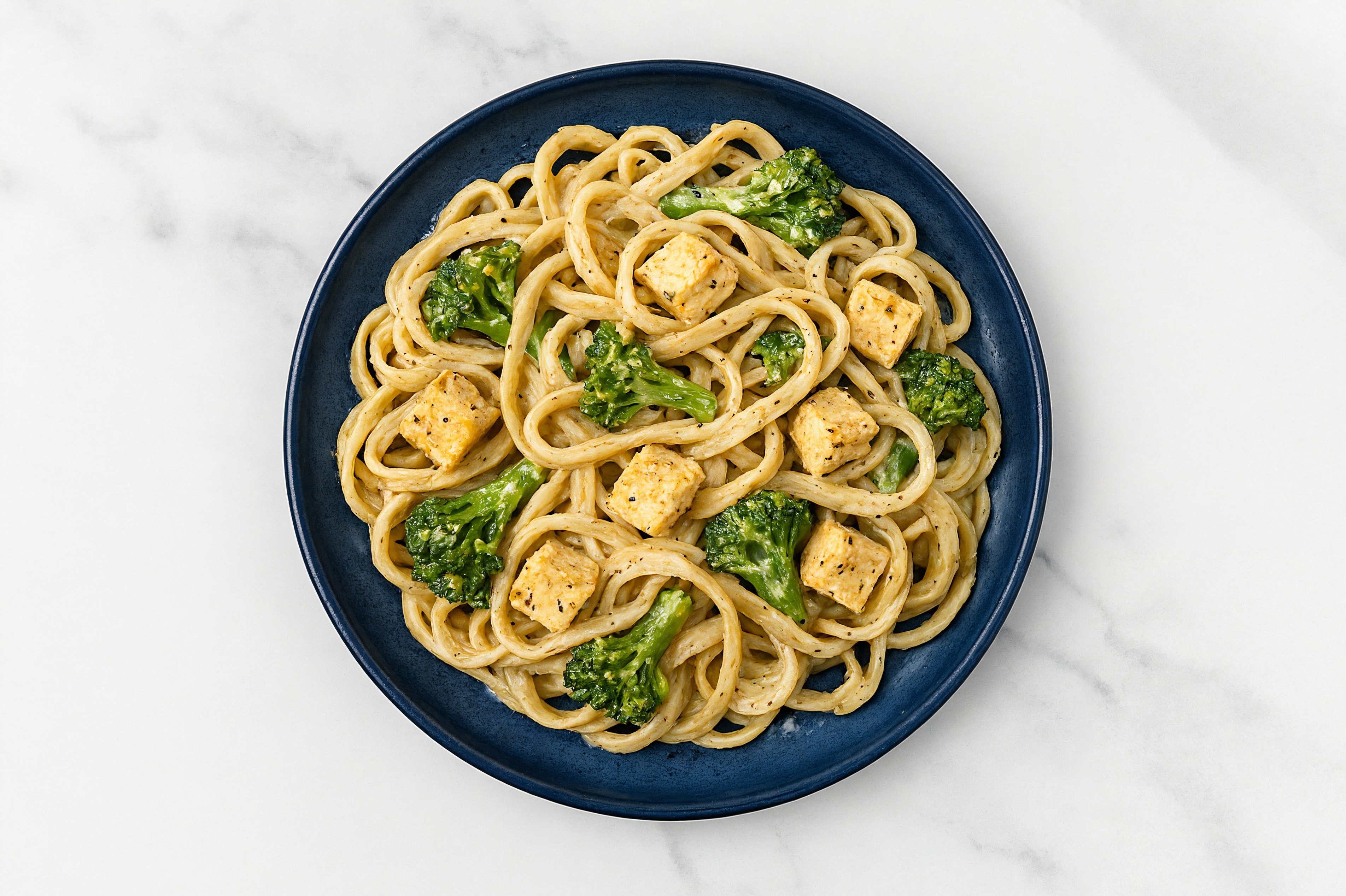 Savory Spiced Tofu Bites + Broccoli Alfredo