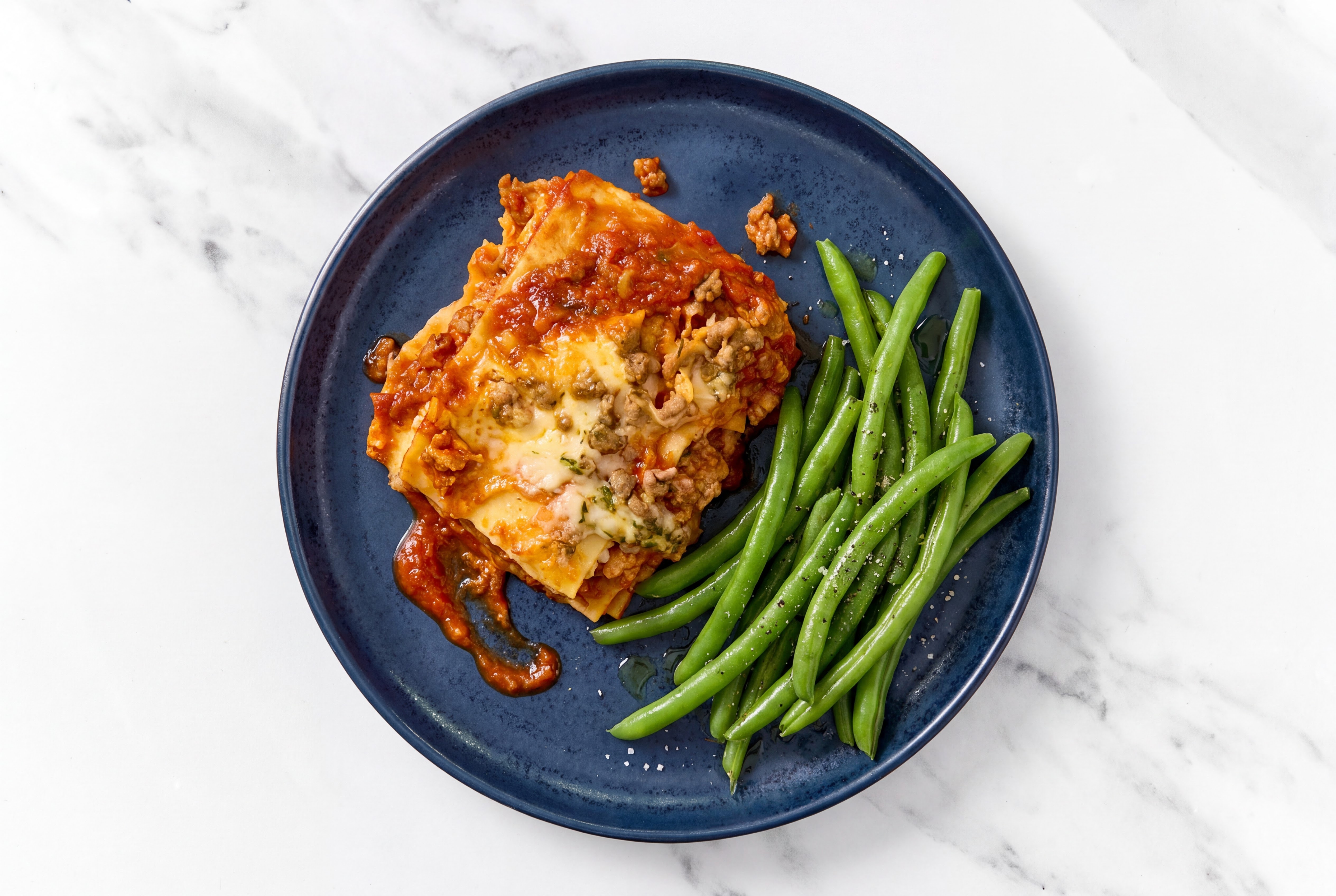 Lasagna Bolognese with Green Beans