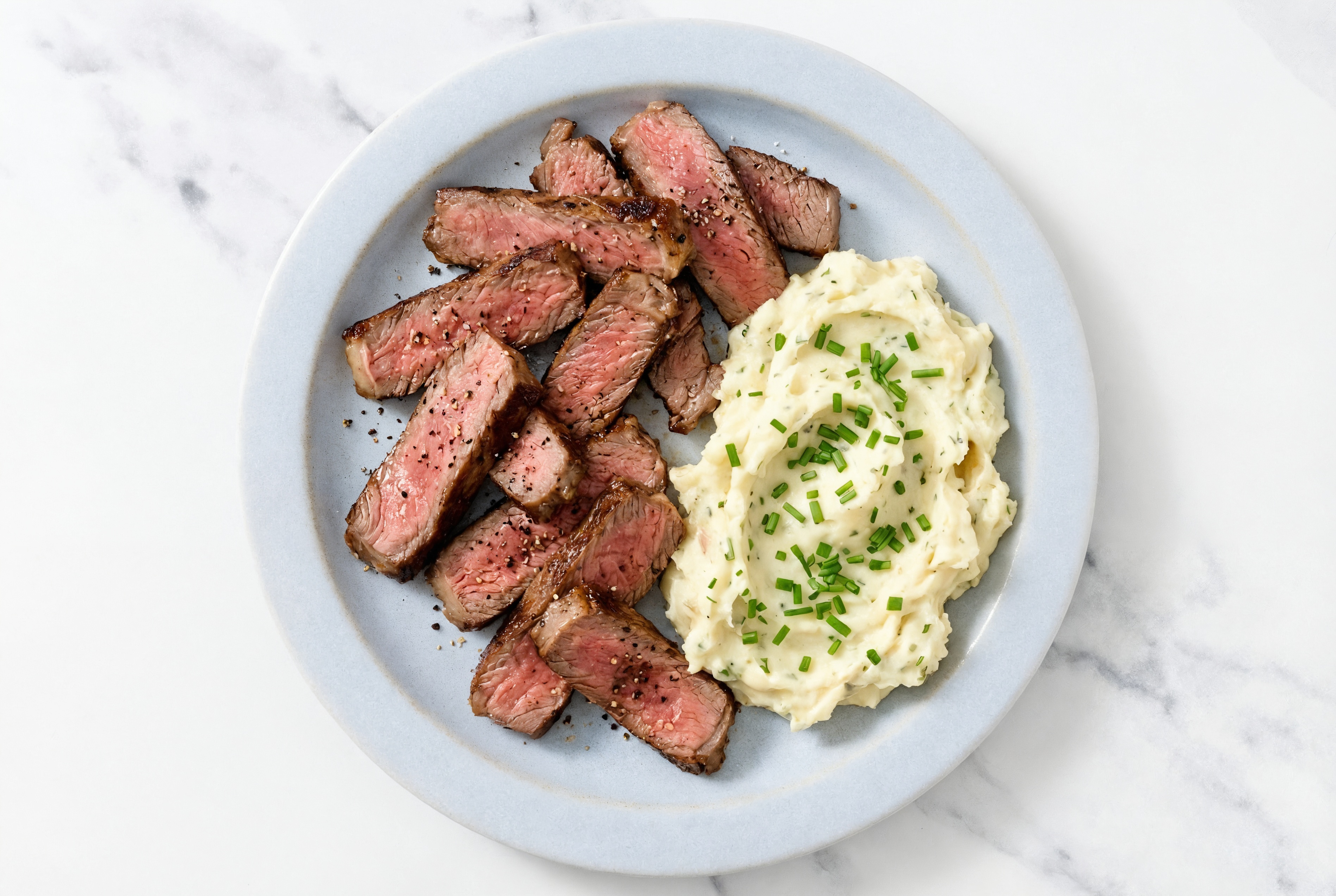 Seared Sirloin Steak + Creamy Herb Mashed Russet Potatoes
