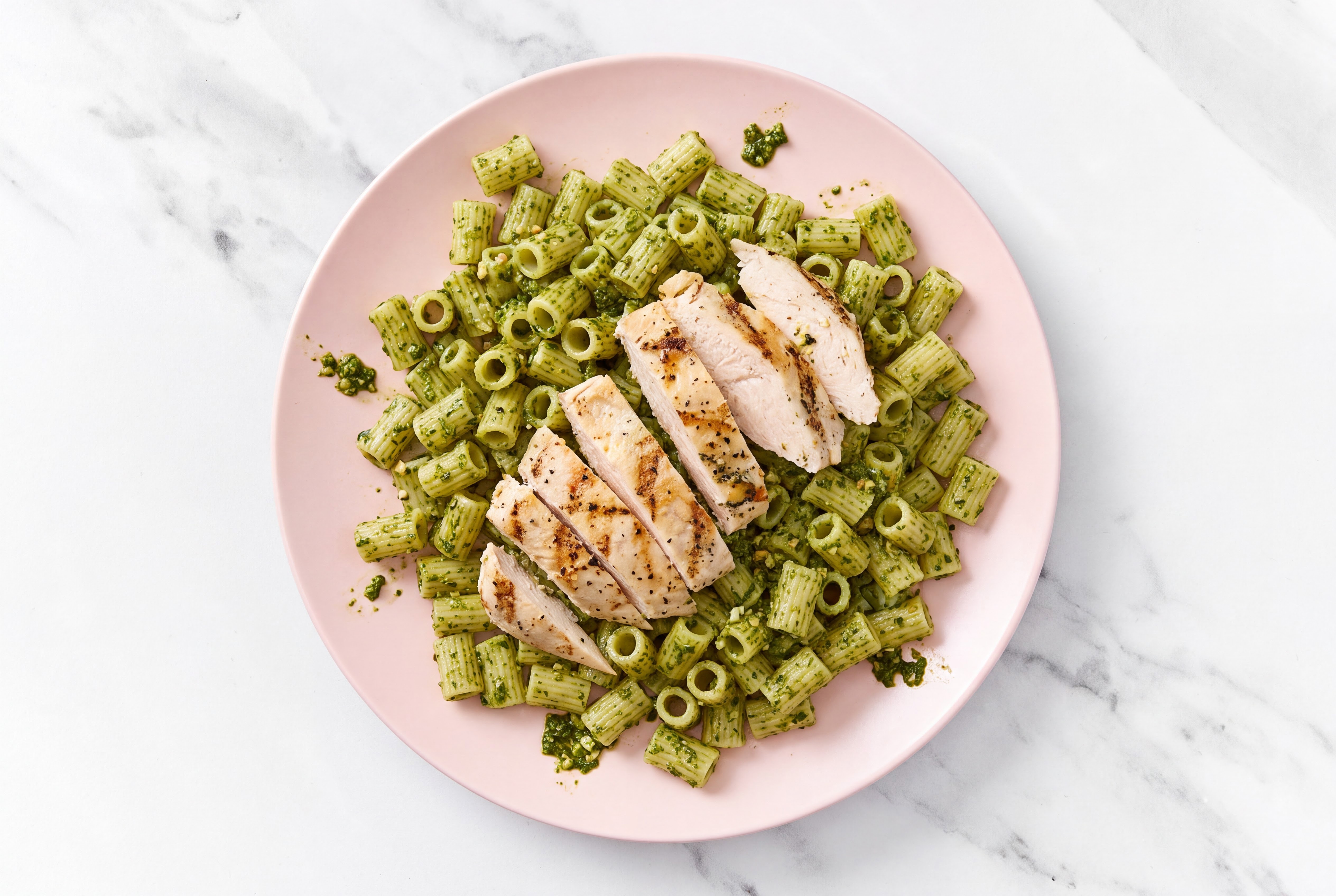 Tubetti Seasoned Grilled Chicken Breast Kale Spinach Pesto