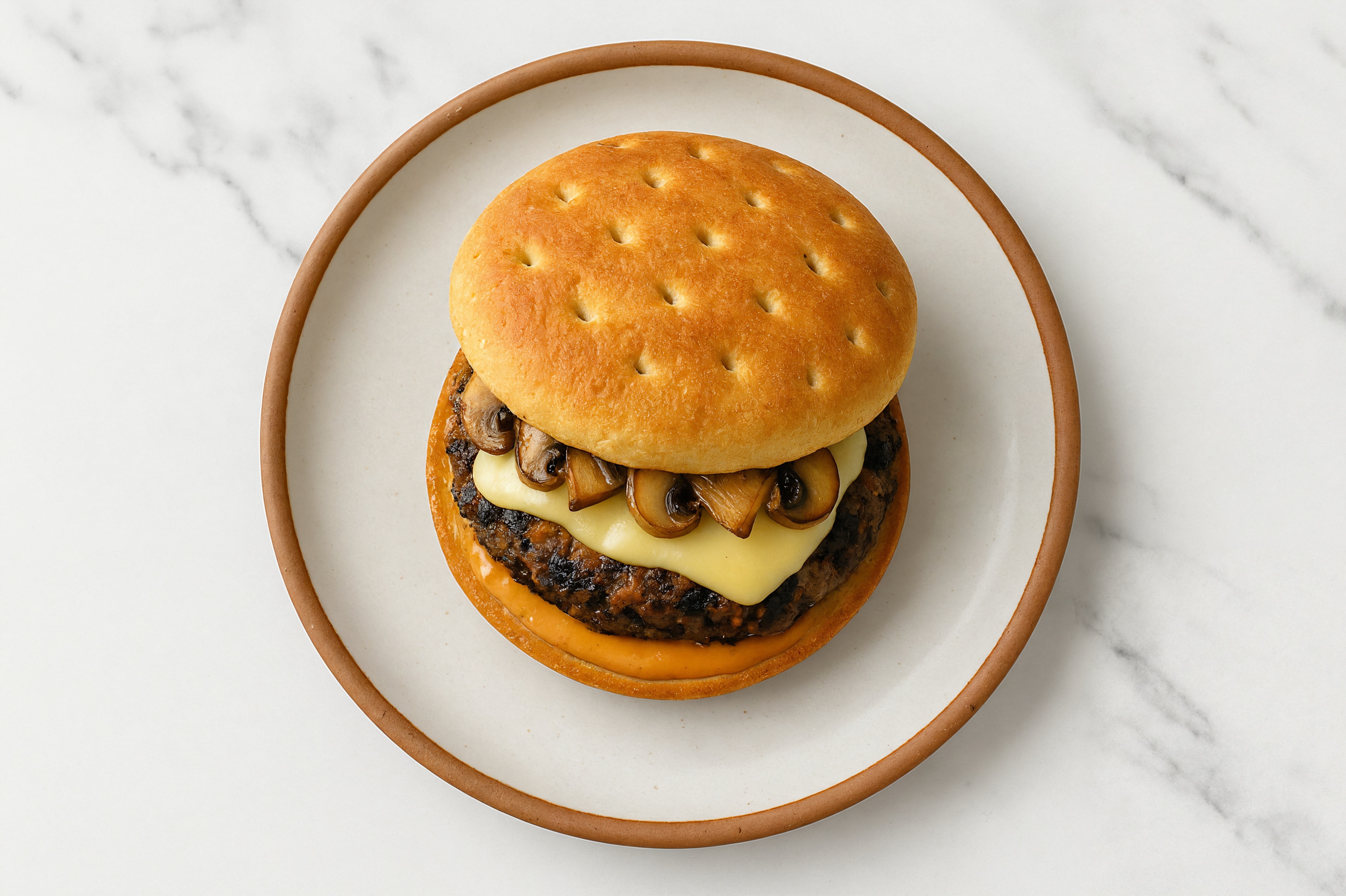Sautéed Mushroom + Havarti Veggie Burger with Creamy Smoky BBQ