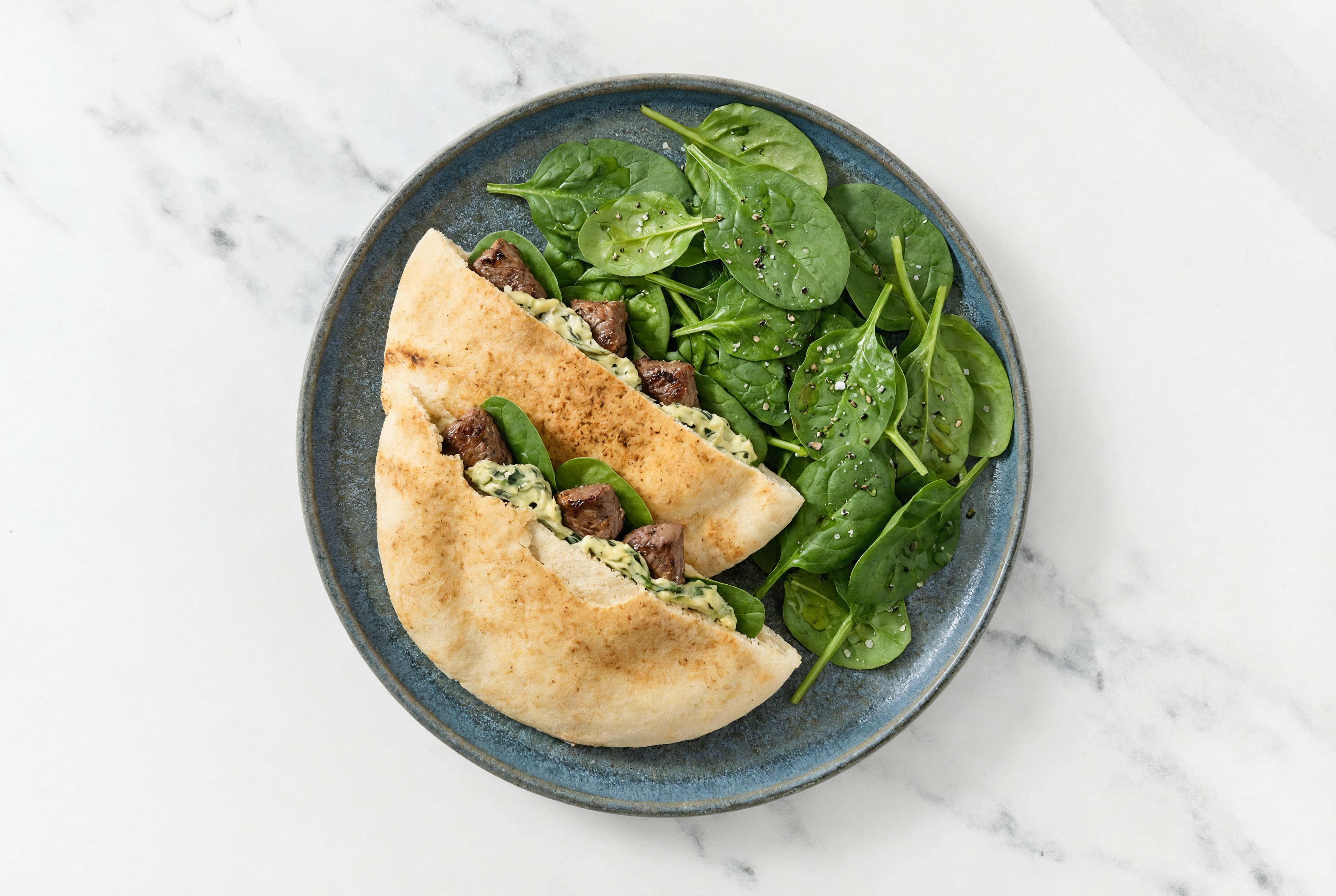 Spinach Artichoke Beef Sirloin Traditional Pita Pockets