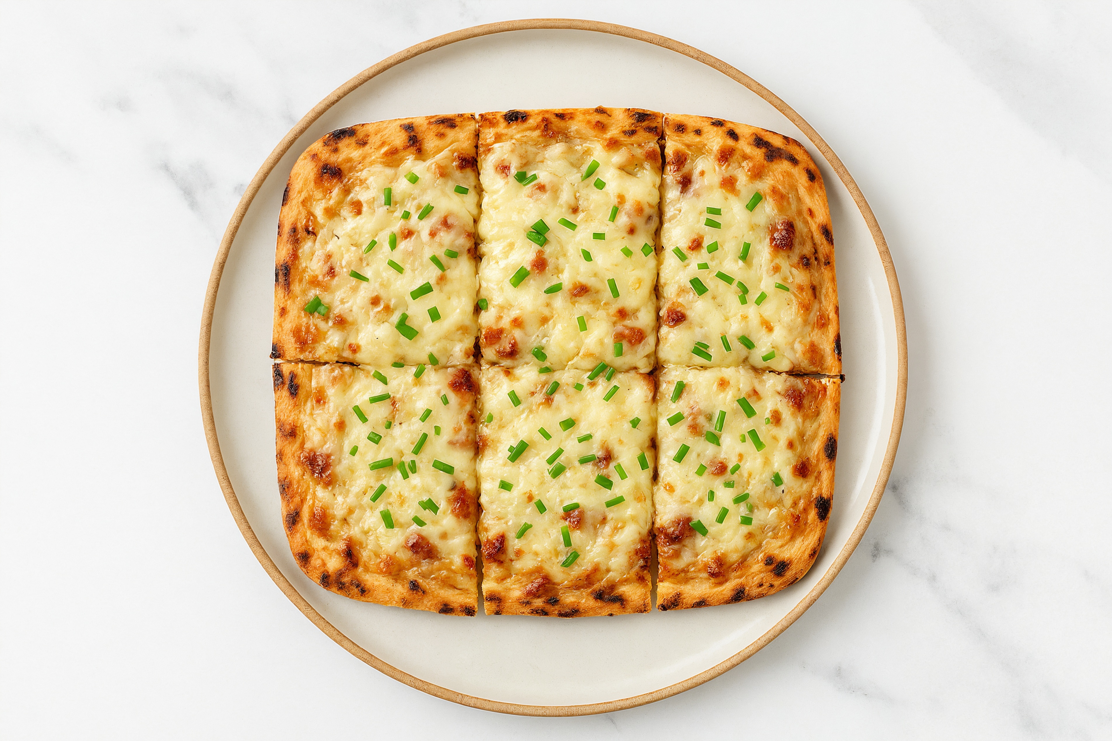 Sweet Onion Turkey Bacon Grilled Pizza with "Mozzarella" + Fresh Chives