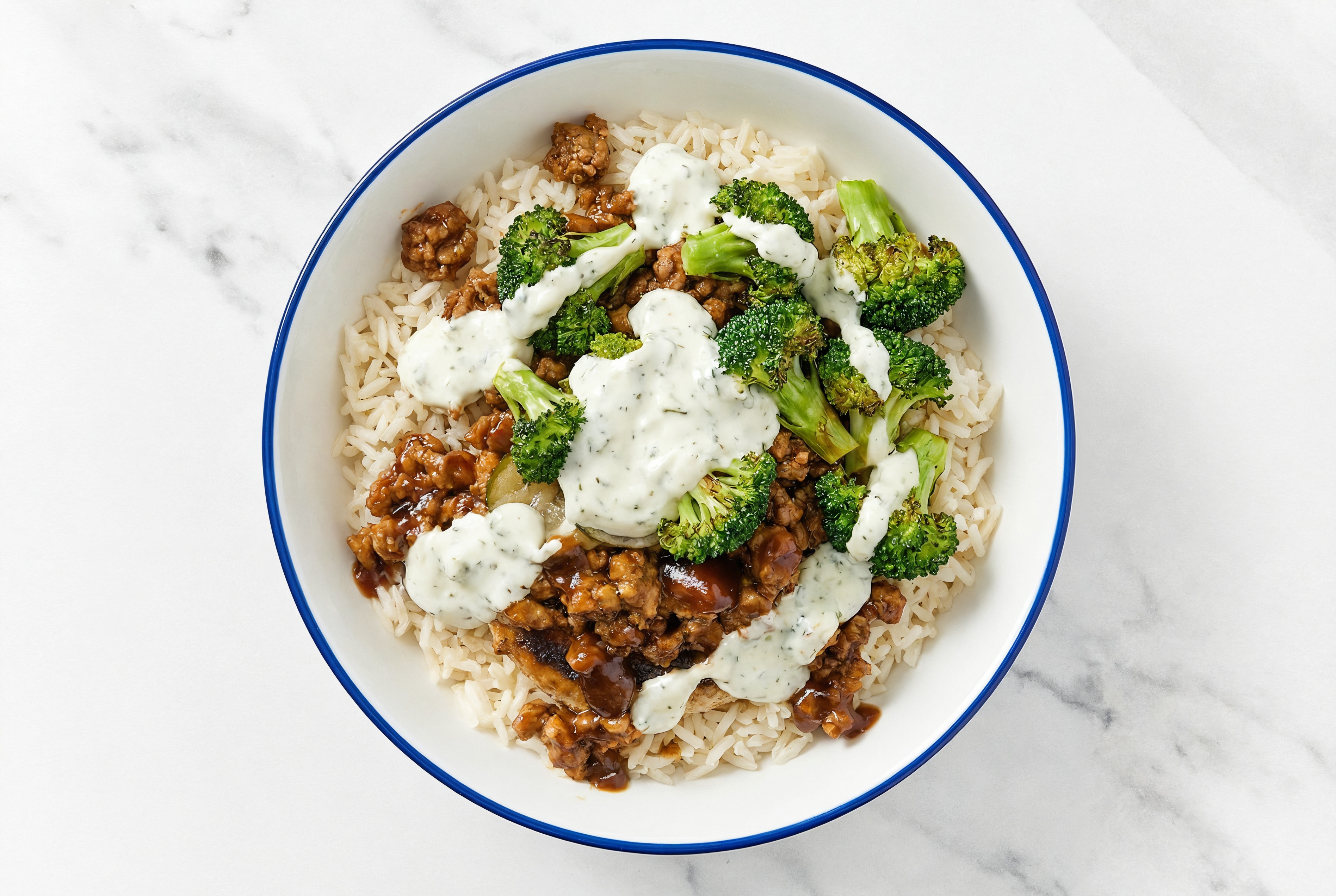 Ground Turkey & Broccoli Grain Bowl with Dairy-Free Tzatziki
