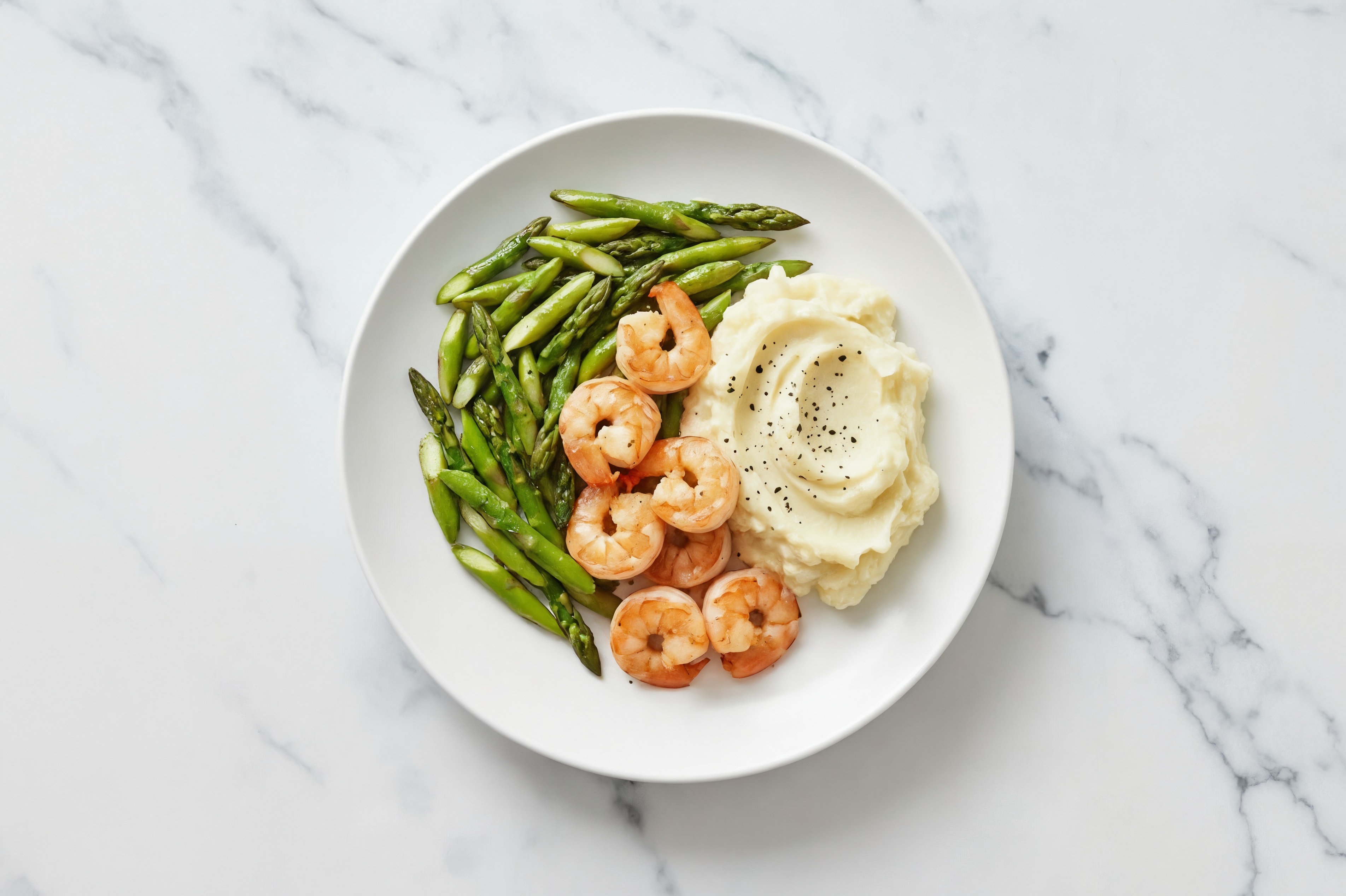 Jumbo Shrimp + Asparagus with Cauli Mash