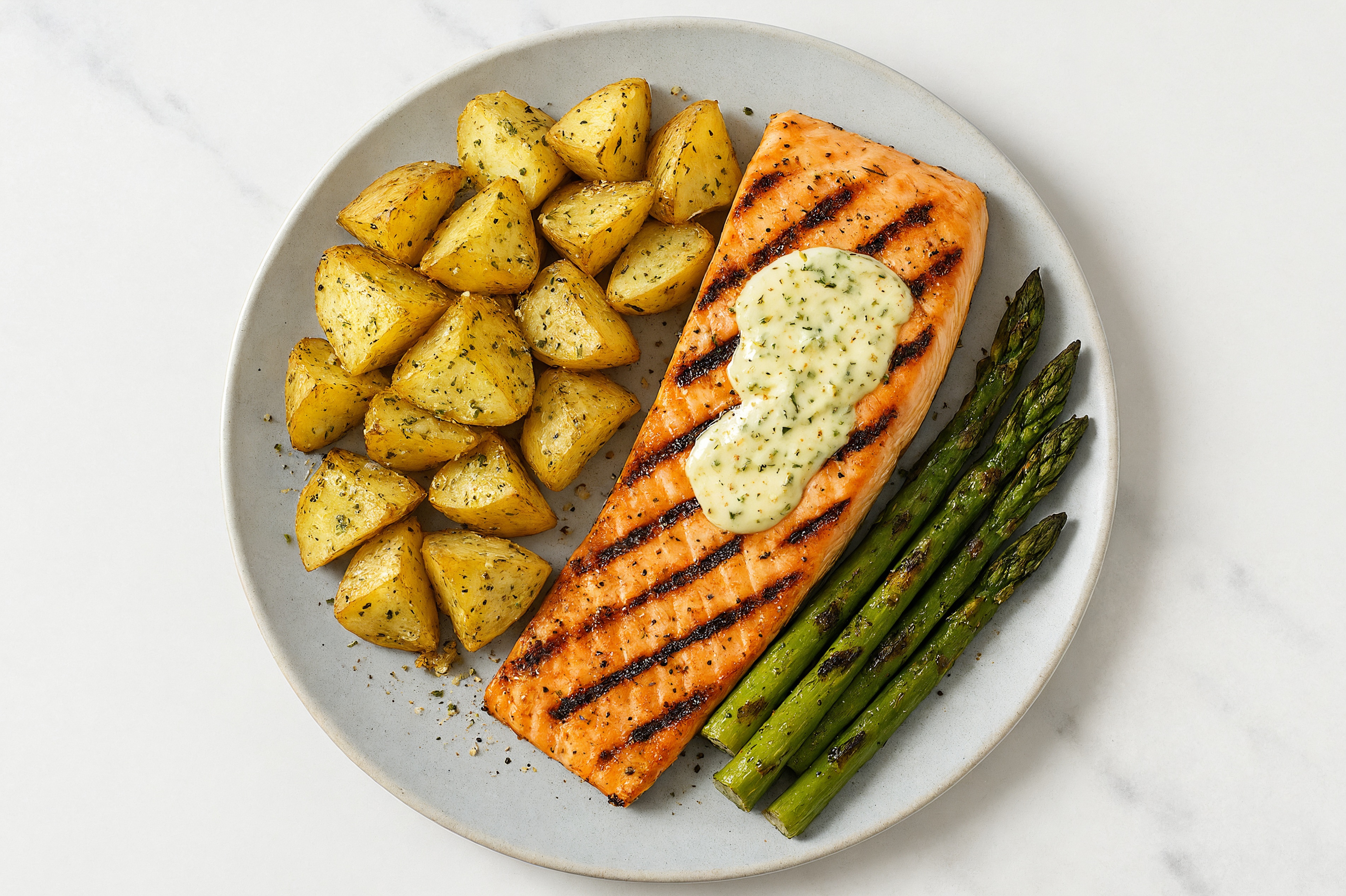 Herby Grilled Dill Salmon with Charred Veggies